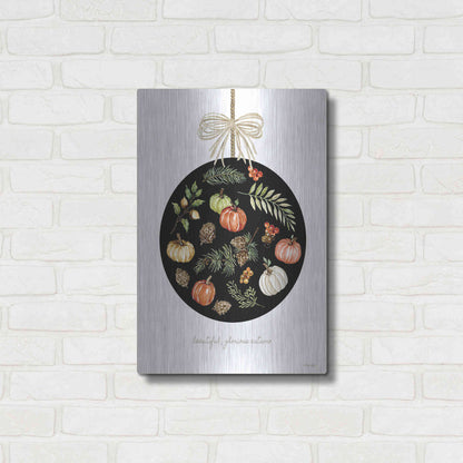 Luxe Metal Art 'Beautiful, Glorious Autumn Ornament' by Cindy Jacobs, Metal Wall Art,16x24