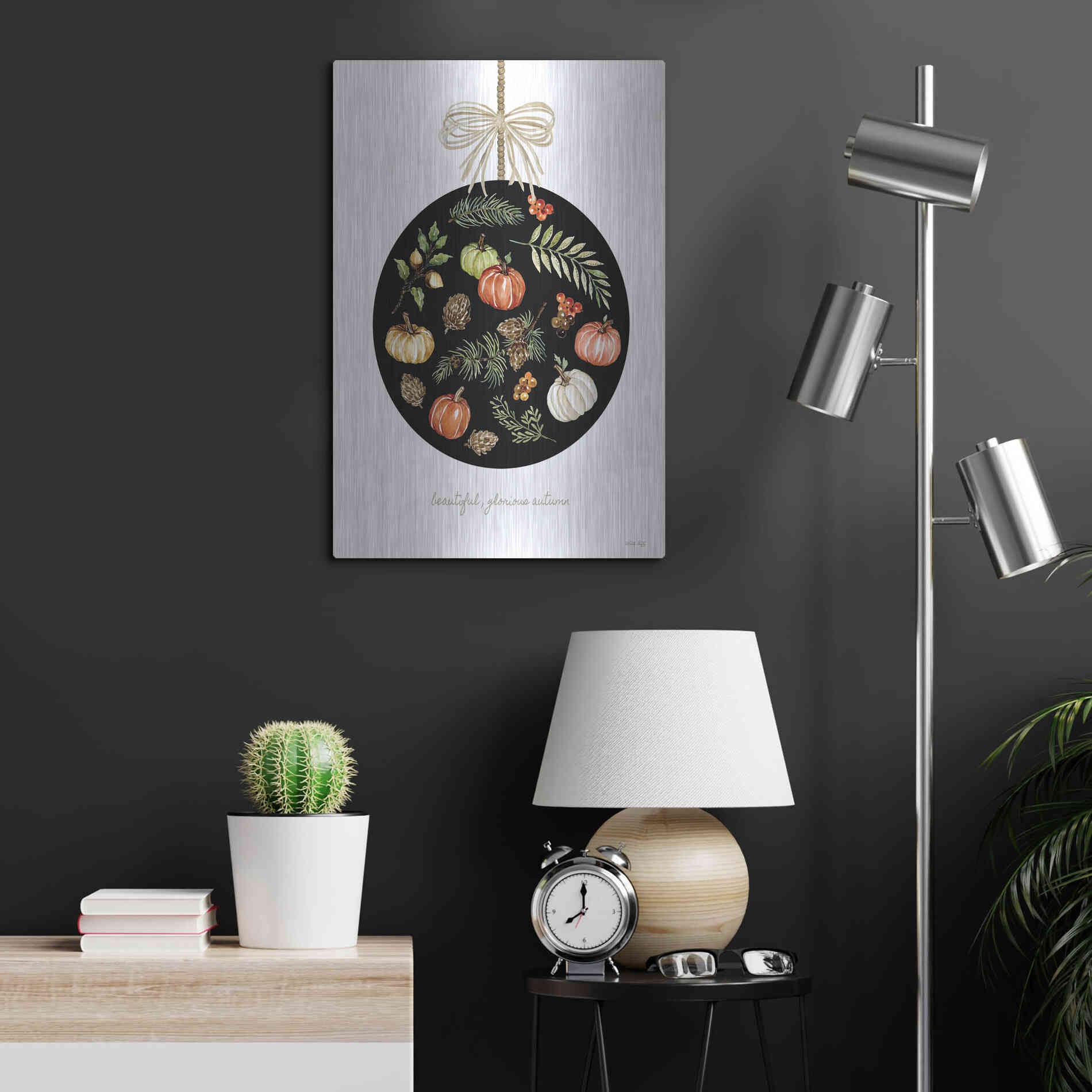 Luxe Metal Art 'Beautiful, Glorious Autumn Ornament' by Cindy Jacobs, Metal Wall Art,16x24