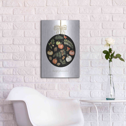 Luxe Metal Art 'Beautiful, Glorious Autumn Ornament' by Cindy Jacobs, Metal Wall Art,16x24