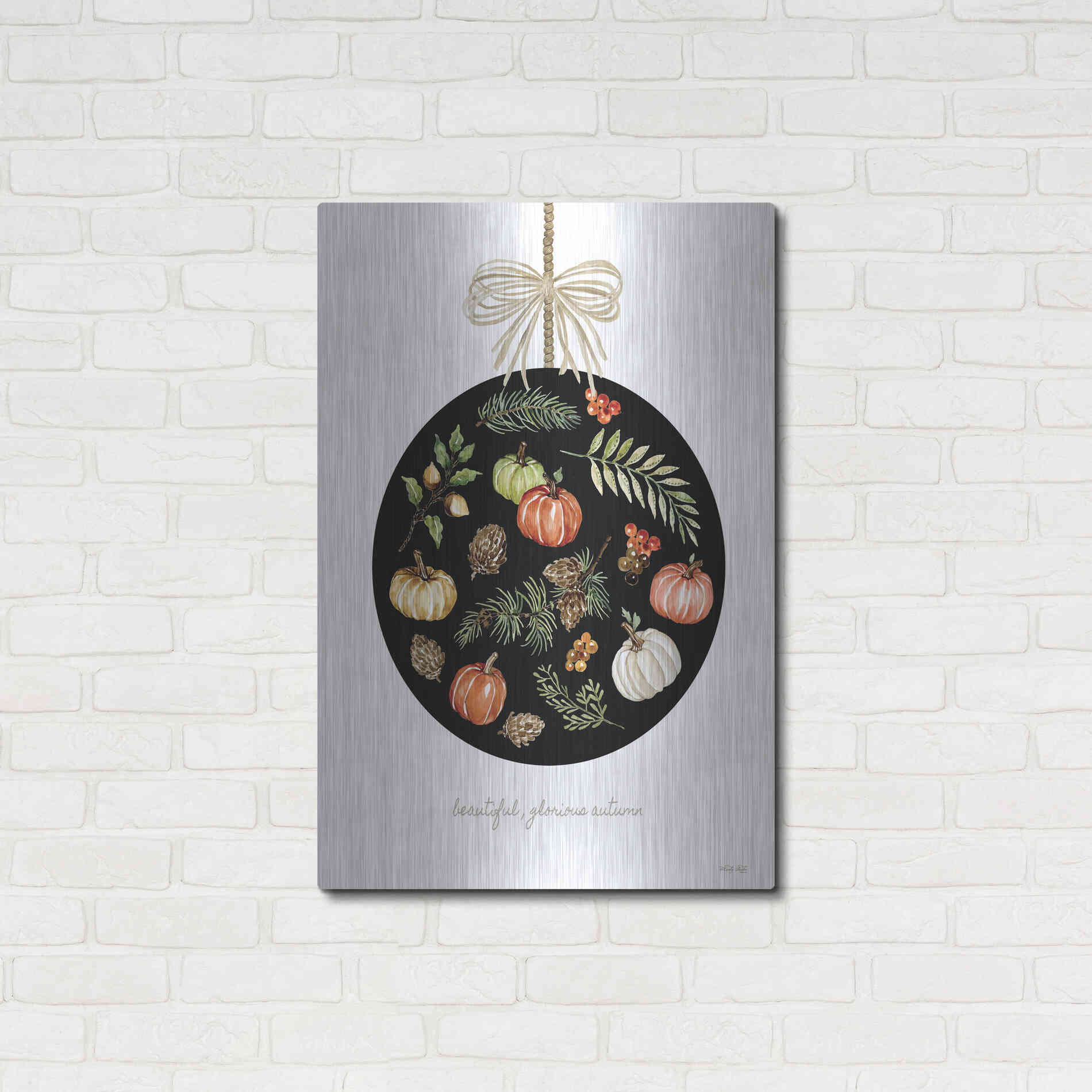 Luxe Metal Art 'Beautiful, Glorious Autumn Ornament' by Cindy Jacobs, Metal Wall Art,24x36