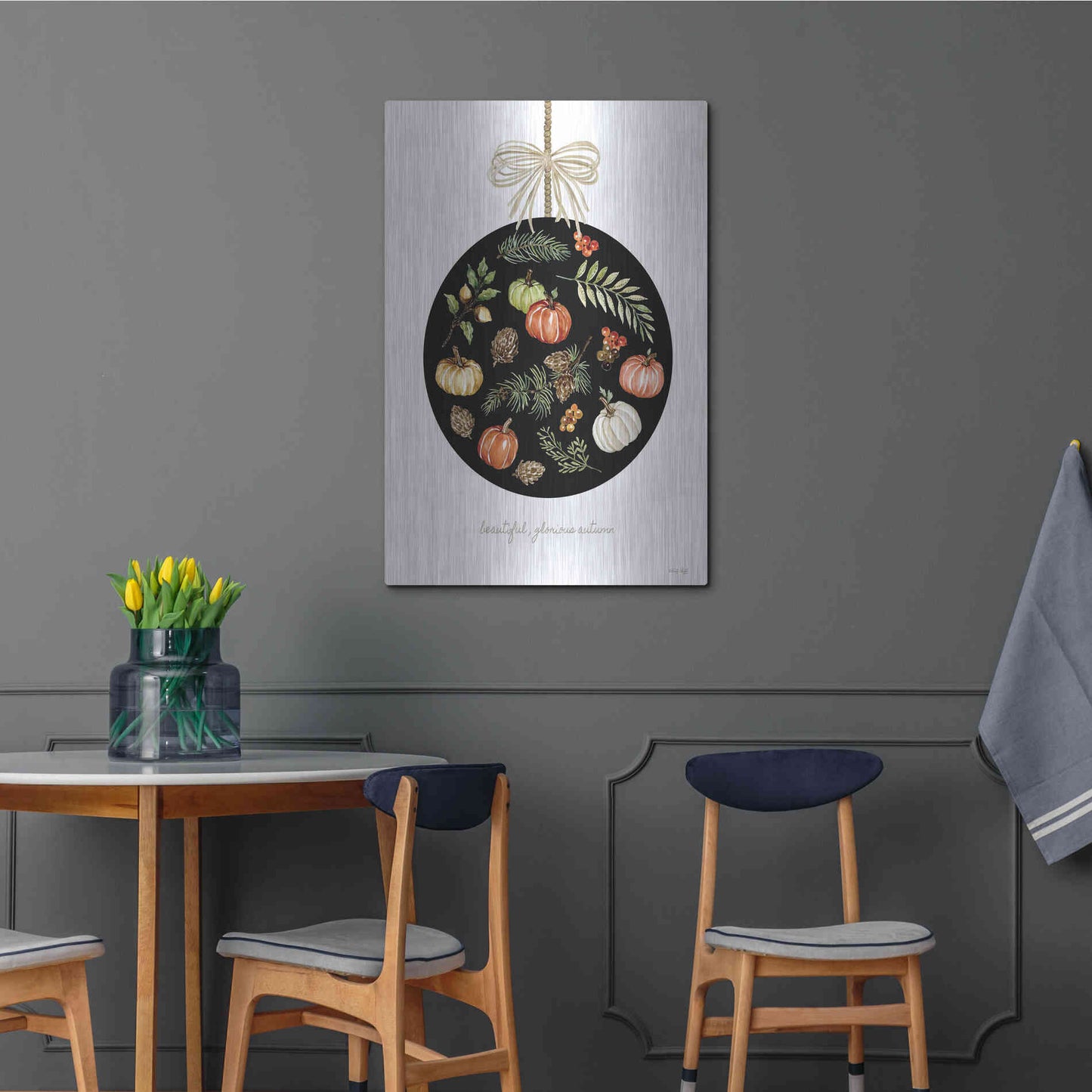 Luxe Metal Art 'Beautiful, Glorious Autumn Ornament' by Cindy Jacobs, Metal Wall Art,24x36