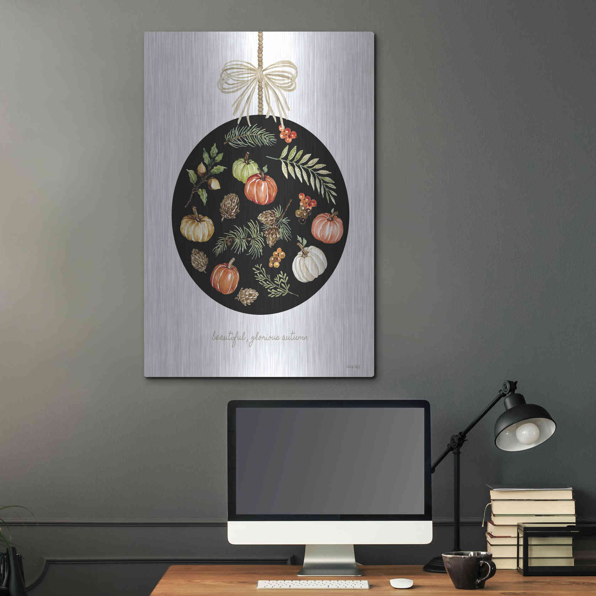 Luxe Metal Art 'Beautiful, Glorious Autumn Ornament' by Cindy Jacobs, Metal Wall Art,24x36