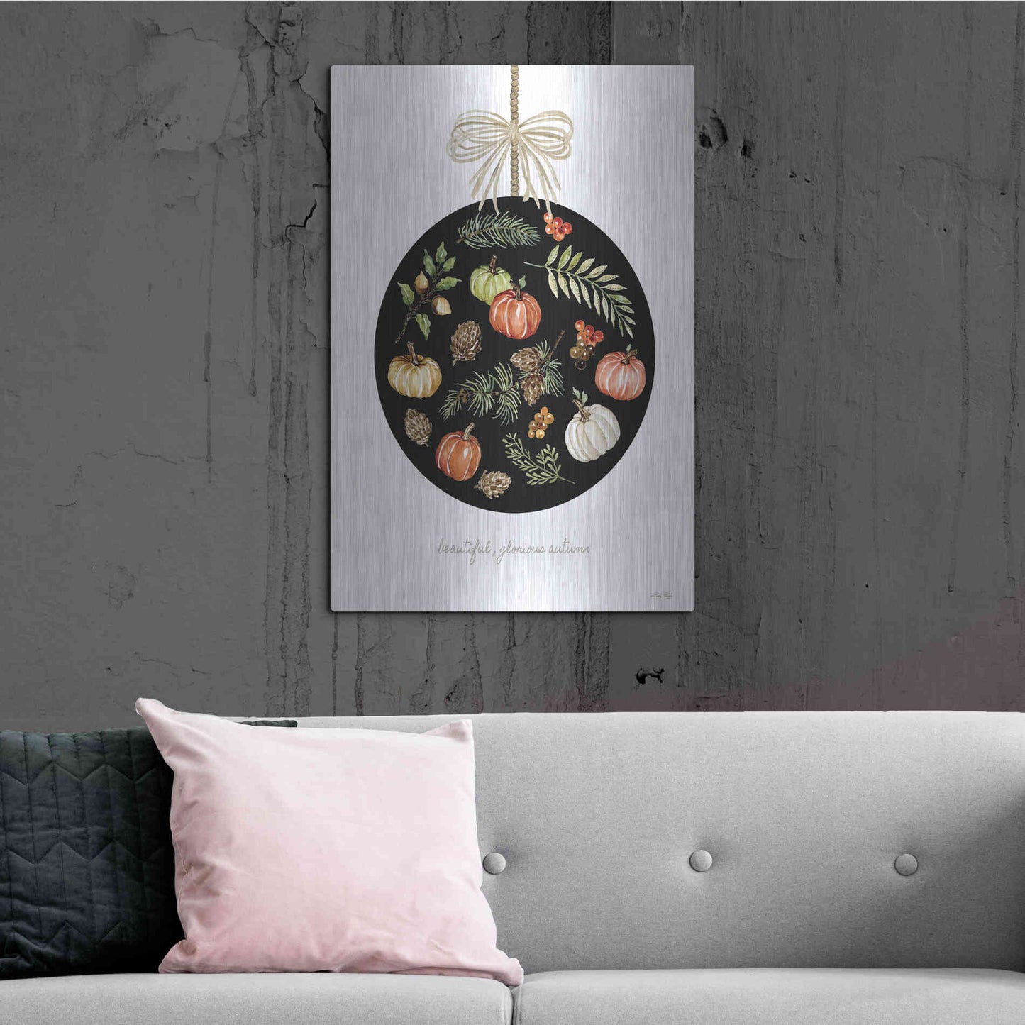 Luxe Metal Art 'Beautiful, Glorious Autumn Ornament' by Cindy Jacobs, Metal Wall Art,24x36