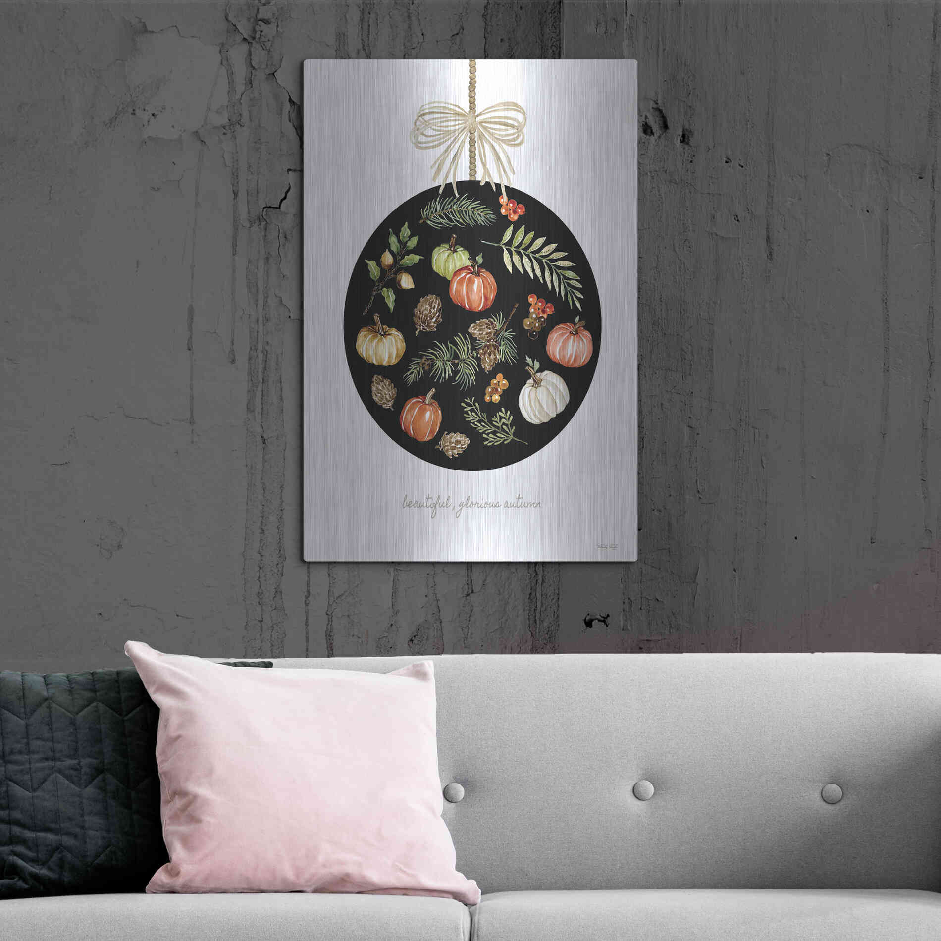 Luxe Metal Art 'Beautiful, Glorious Autumn Ornament' by Cindy Jacobs, Metal Wall Art,24x36