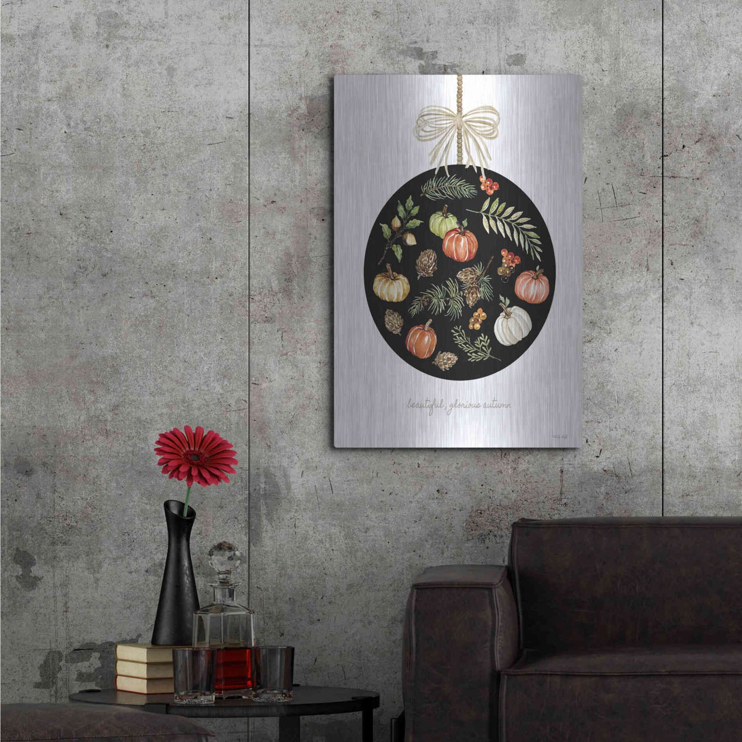 Luxe Metal Art 'Beautiful, Glorious Autumn Ornament' by Cindy Jacobs, Metal Wall Art,24x36