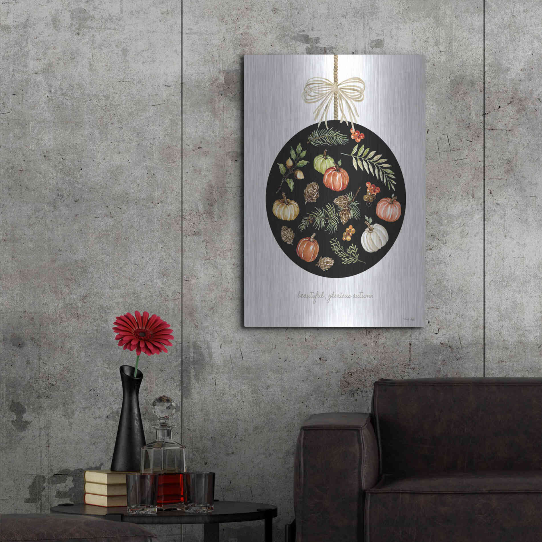 Luxe Metal Art 'Beautiful, Glorious Autumn Ornament' by Cindy Jacobs, Metal Wall Art,24x36