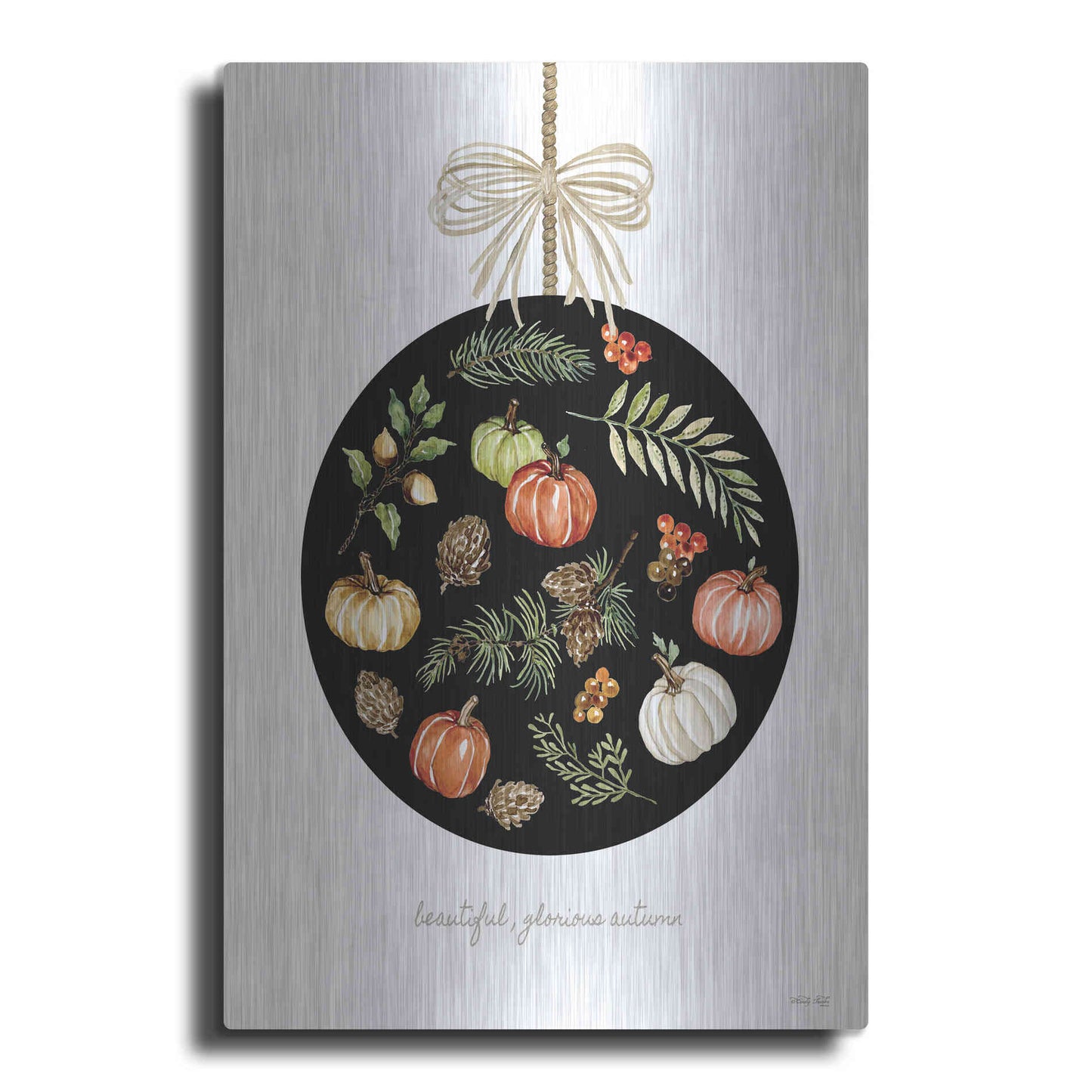 Luxe Metal Art 'Beautiful, Glorious Autumn Ornament' by Cindy Jacobs, Metal Wall Art