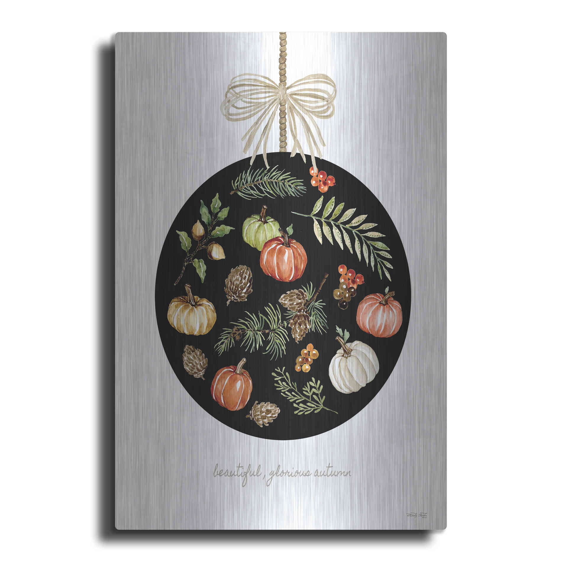 Luxe Metal Art 'Beautiful, Glorious Autumn Ornament' by Cindy Jacobs, Metal Wall Art