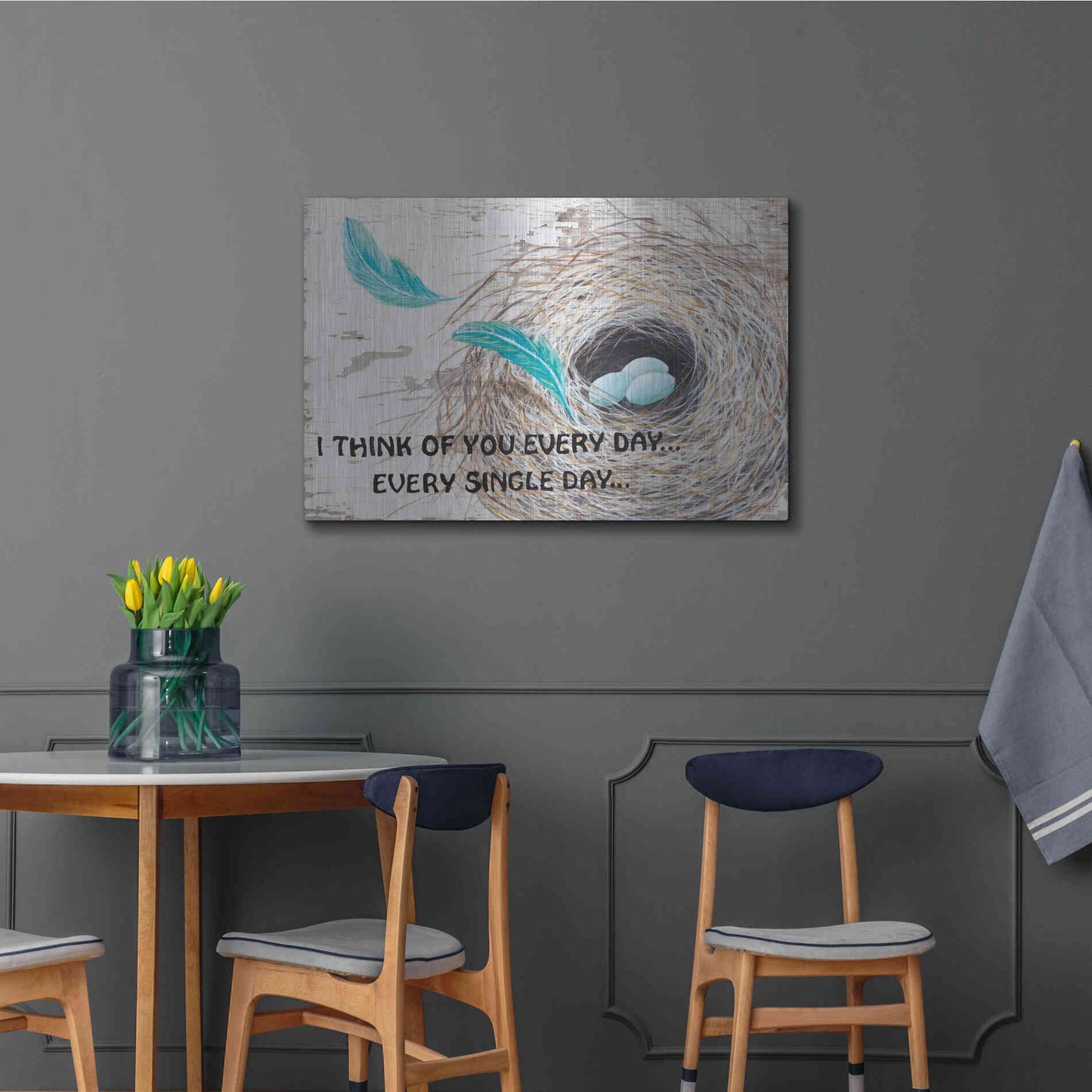 Luxe Metal Art 'I Think of You ' by Diane Fifer, Metal Wall Art,36x24