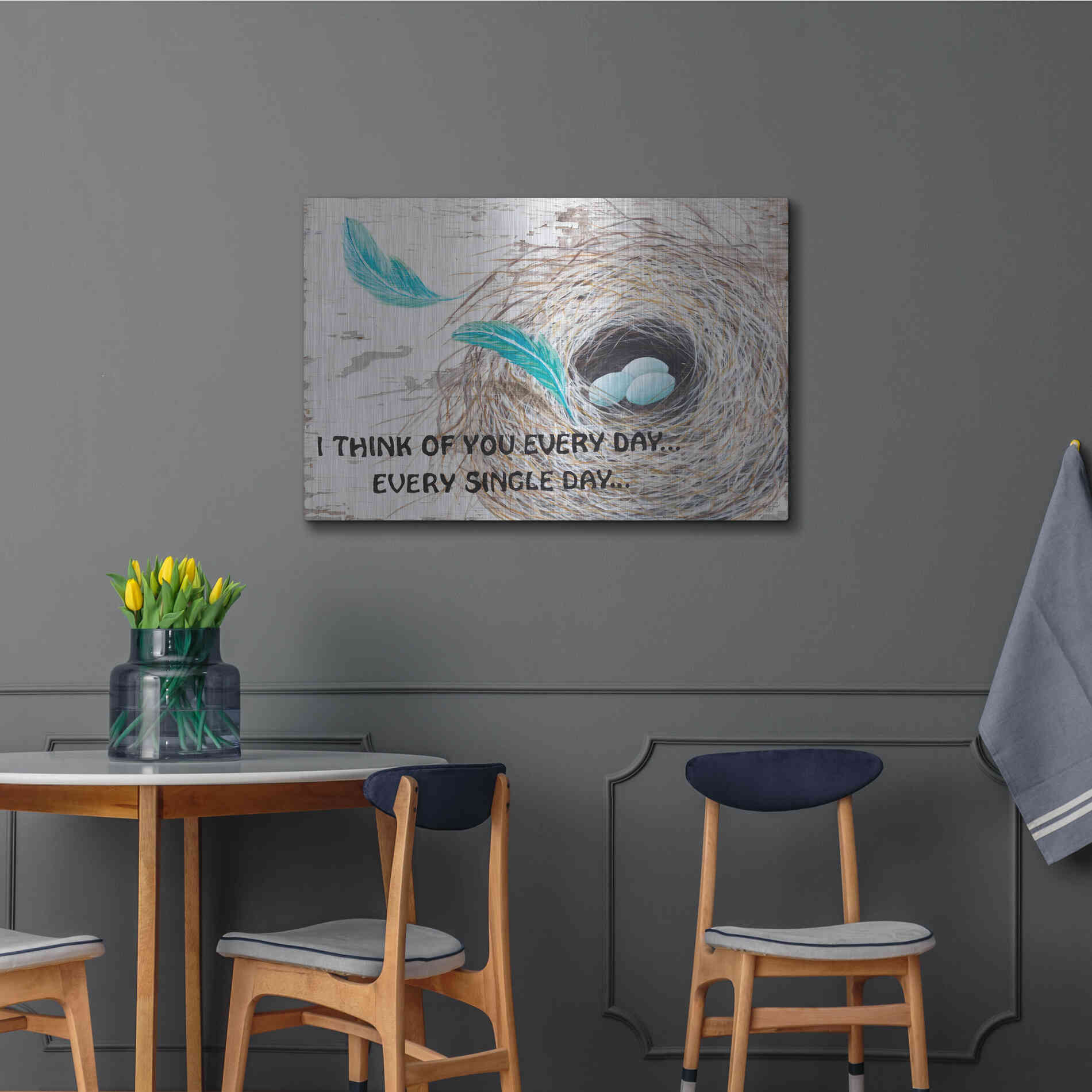 Luxe Metal Art 'I Think of You ' by Diane Fifer, Metal Wall Art,36x24