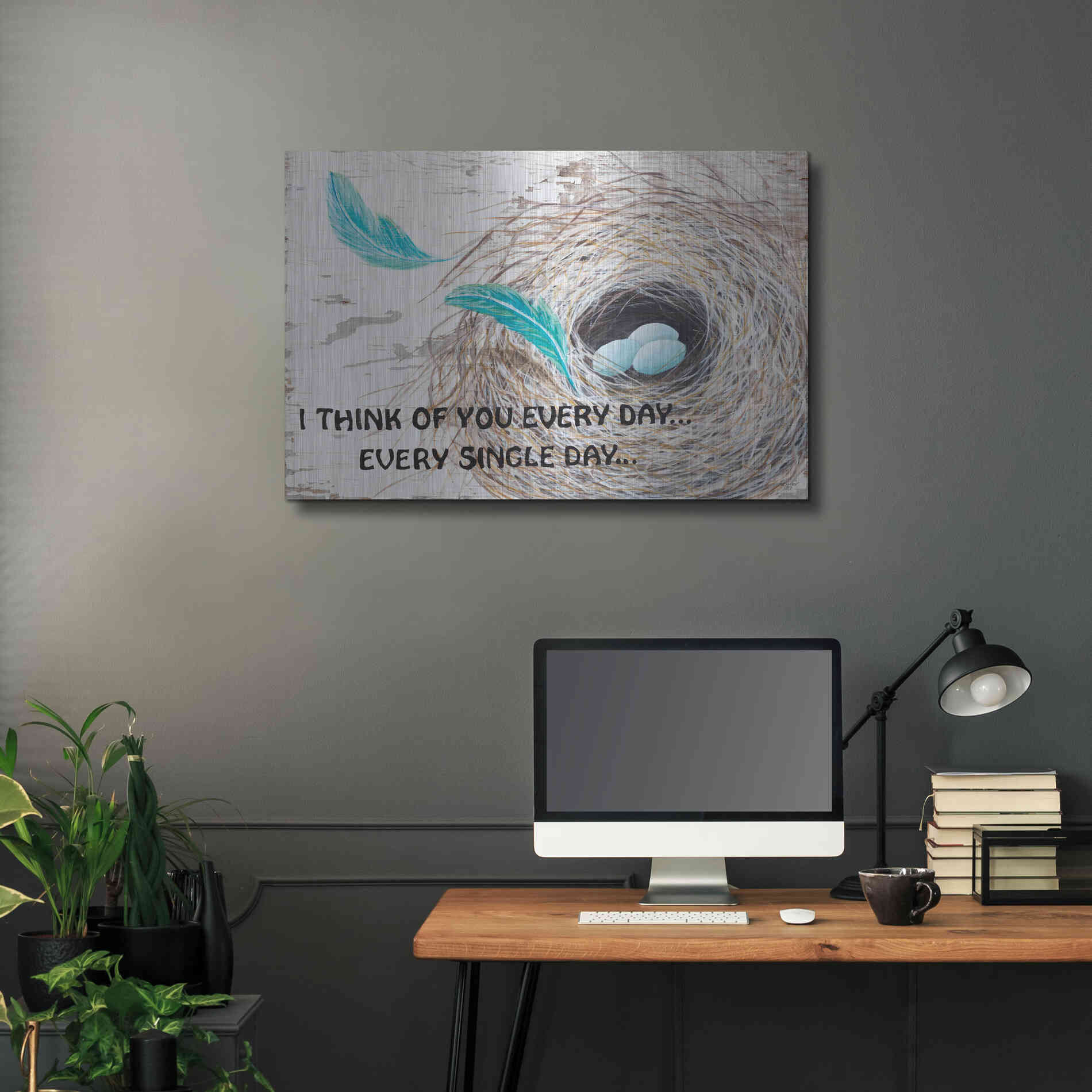 Luxe Metal Art 'I Think of You ' by Diane Fifer, Metal Wall Art,36x24