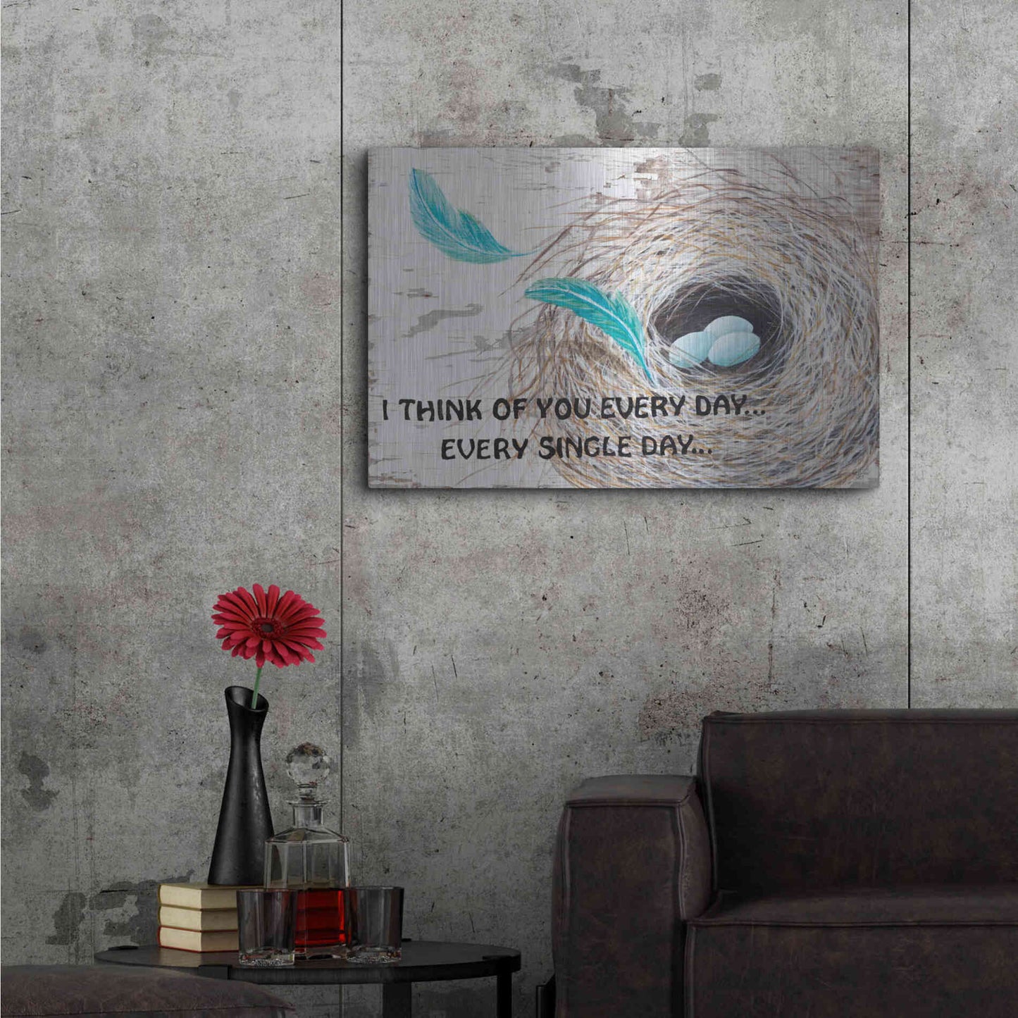 Luxe Metal Art 'I Think of You ' by Diane Fifer, Metal Wall Art,36x24