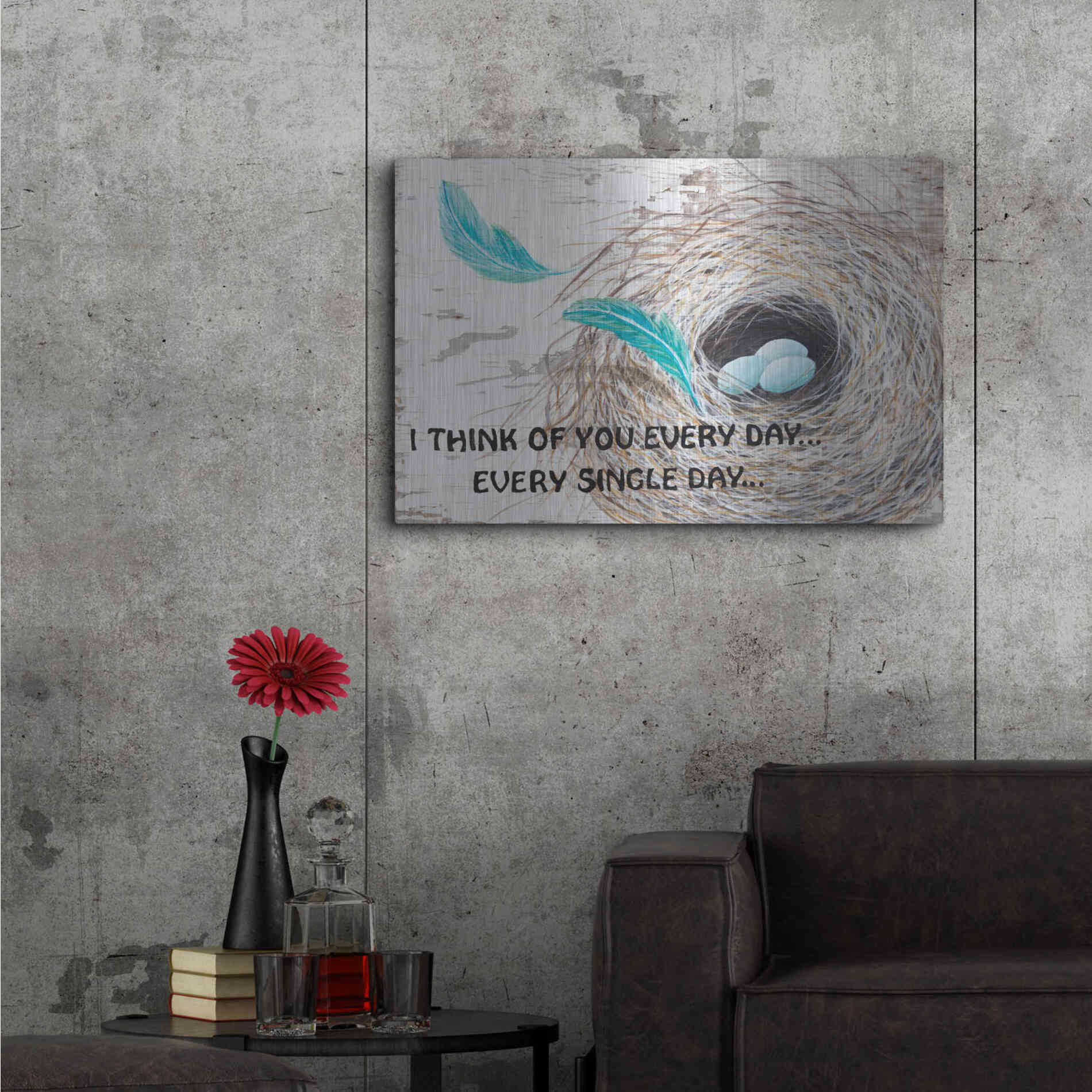 Luxe Metal Art 'I Think of You ' by Diane Fifer, Metal Wall Art,36x24