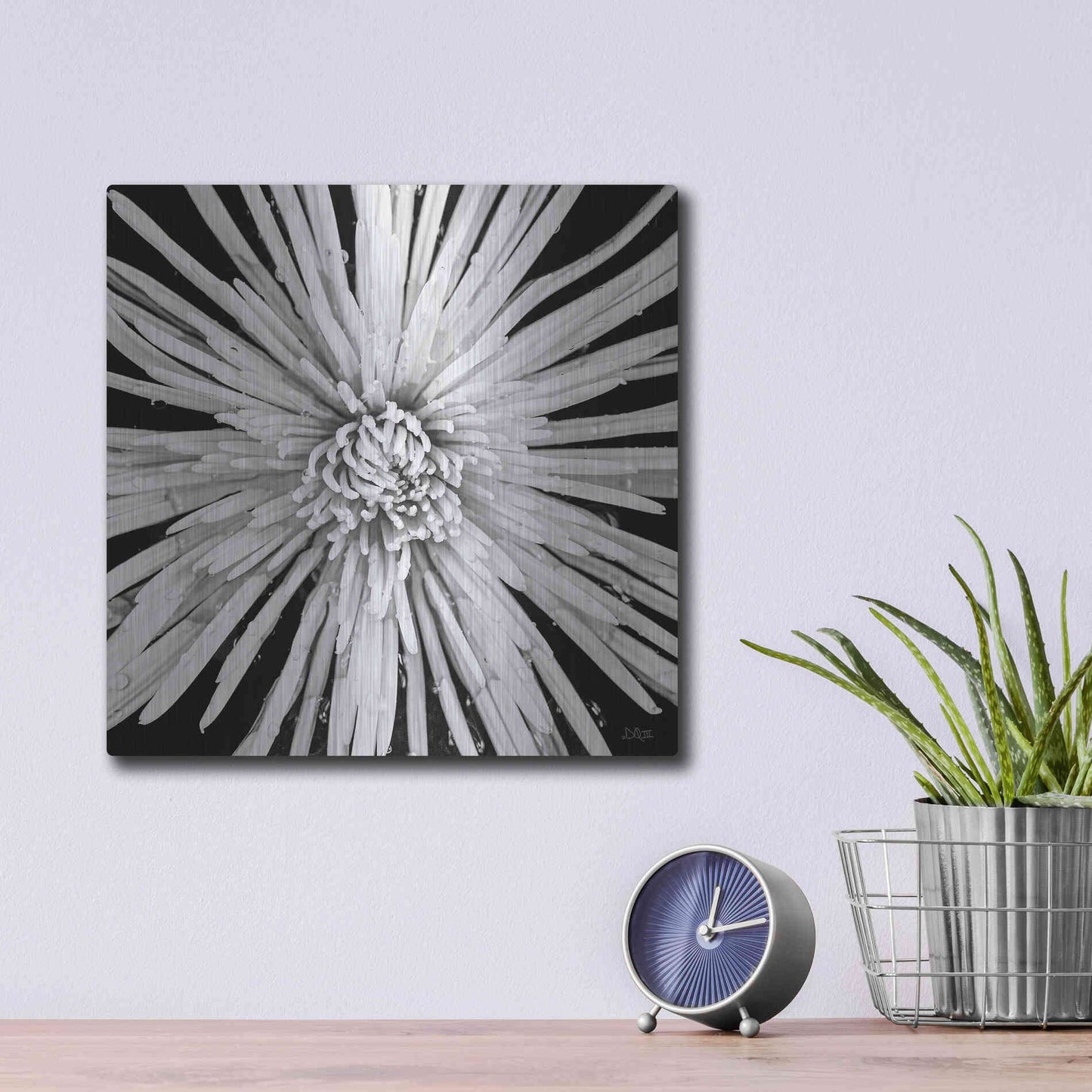 Luxe Metal Art 'Black and White Love' by Donnie Quillen, Metal Wall Art,12x12