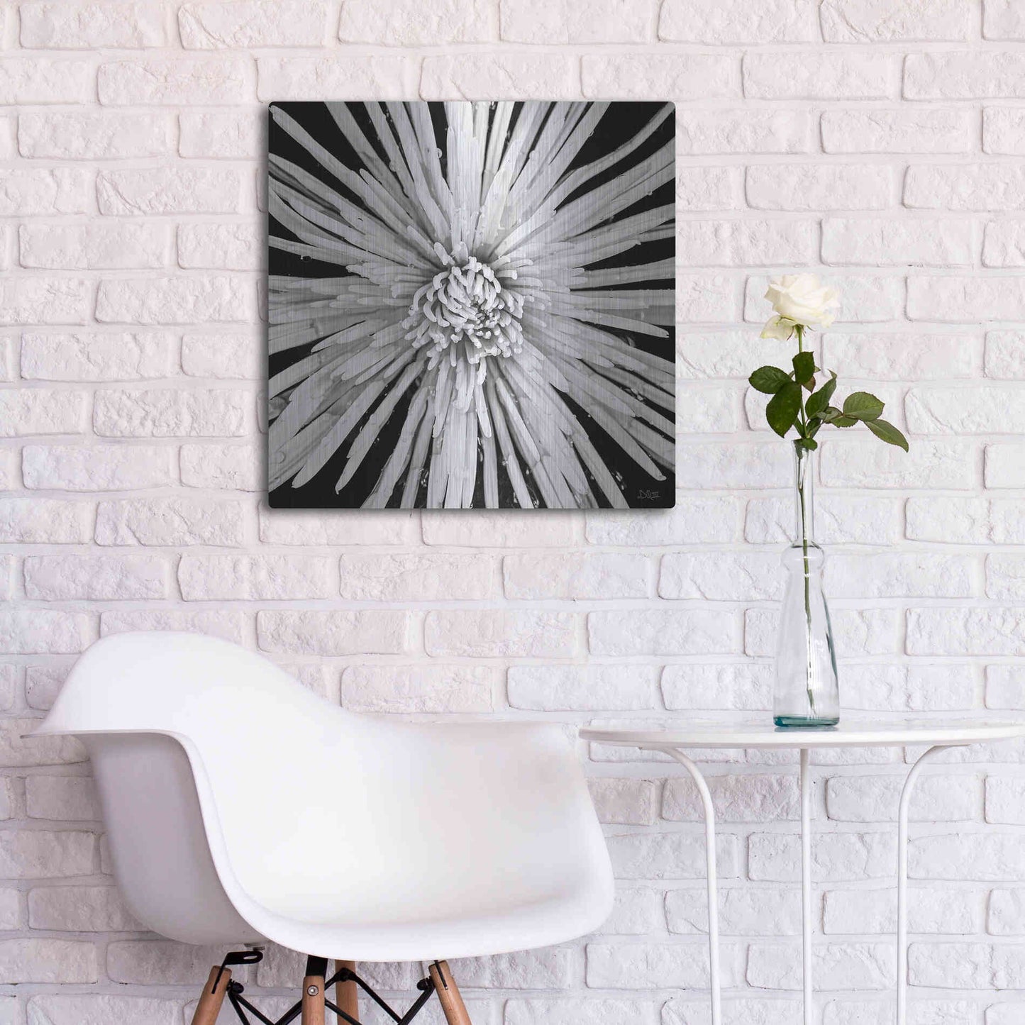 Luxe Metal Art 'Black and White Love' by Donnie Quillen, Metal Wall Art,24x24