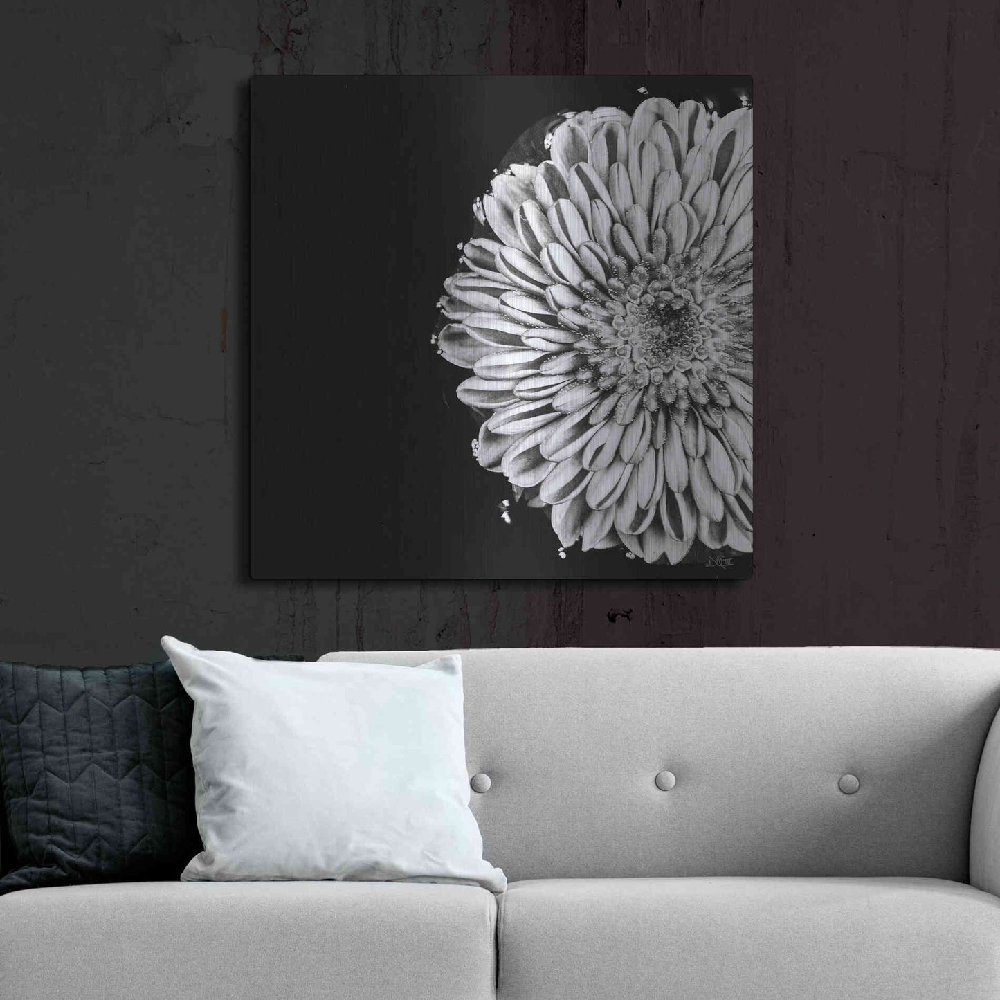 Luxe Metal Art 'Black and White Flower Love II' by Donnie Quillen, Metal Wall Art,36x36