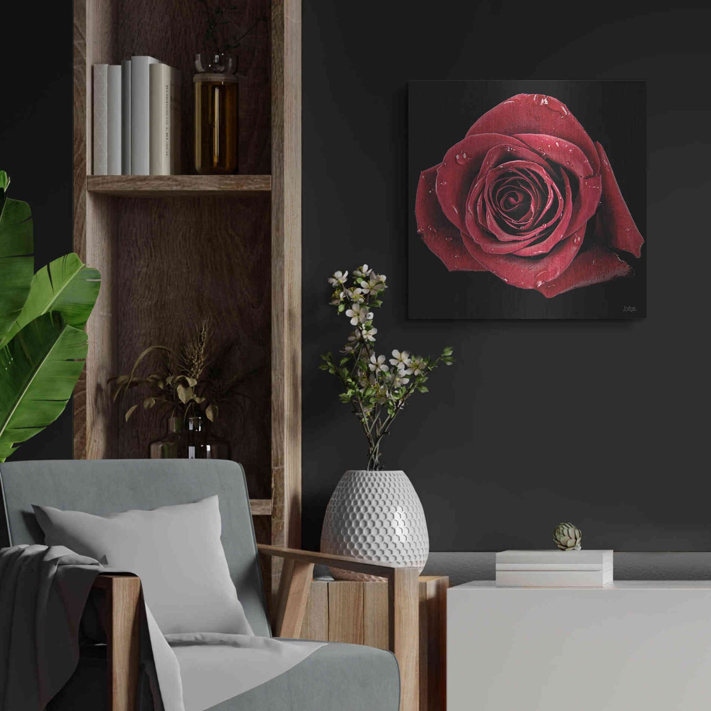 Luxe Metal Art 'Broken Heart Rose' by Donnie Quillen, Metal Wall Art,24x24