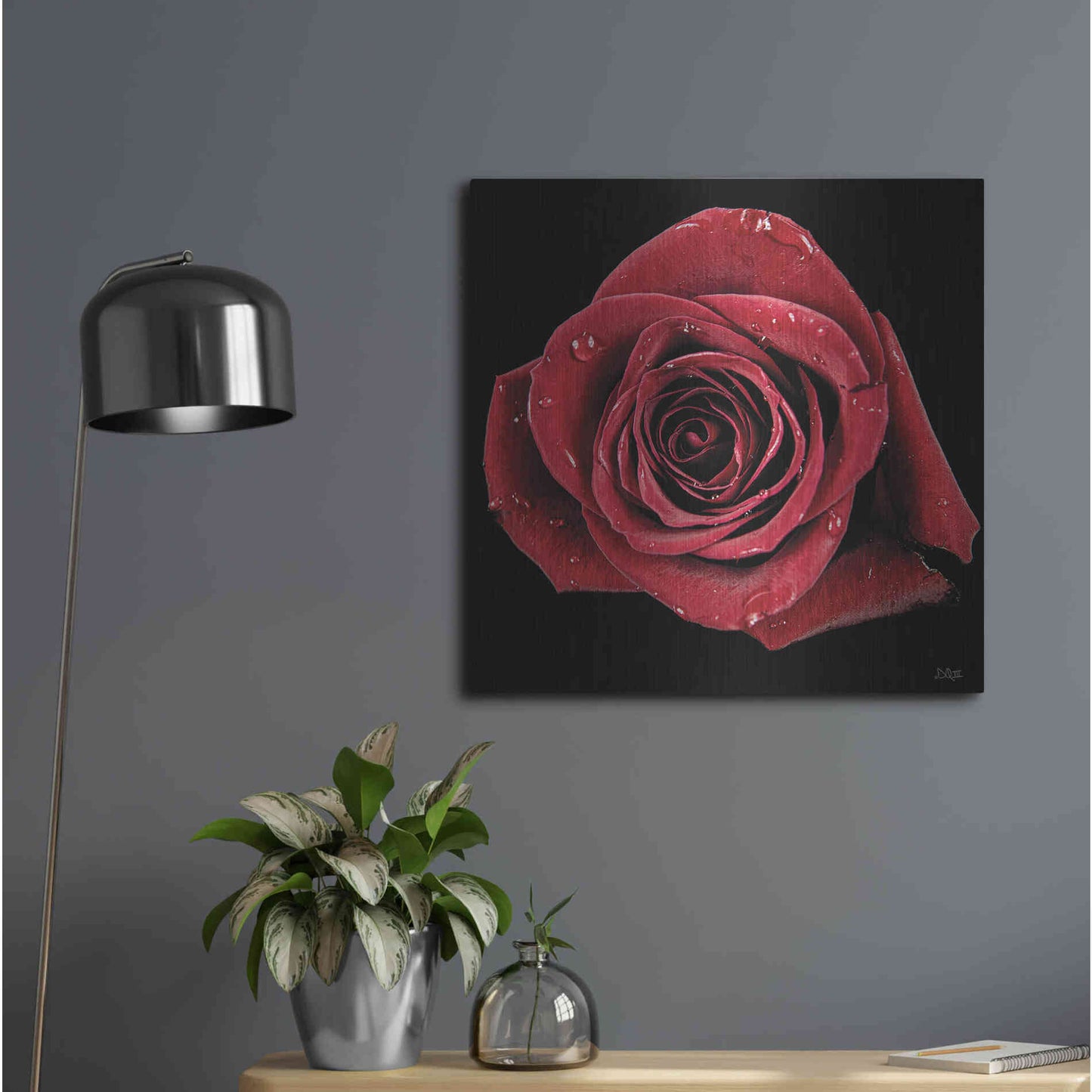 Luxe Metal Art 'Broken Heart Rose' by Donnie Quillen, Metal Wall Art,24x24