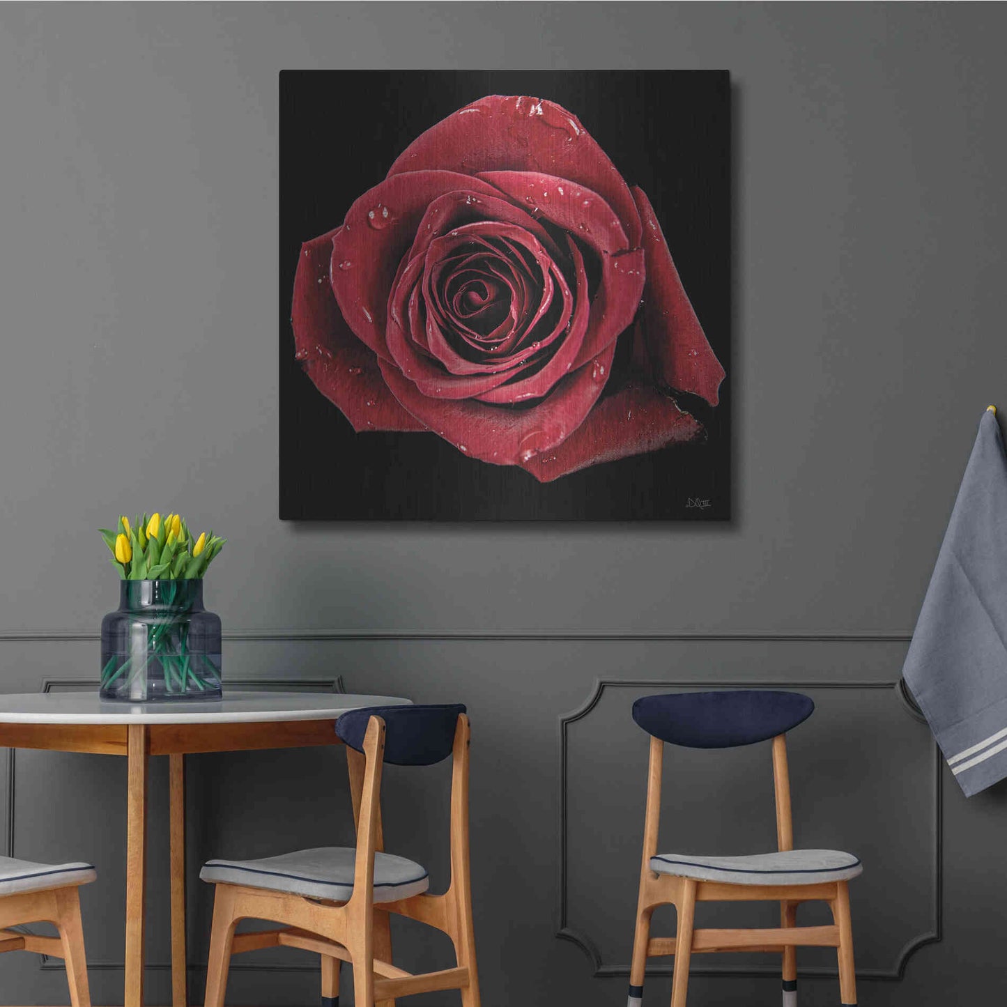 Luxe Metal Art 'Broken Heart Rose' by Donnie Quillen, Metal Wall Art,36x36