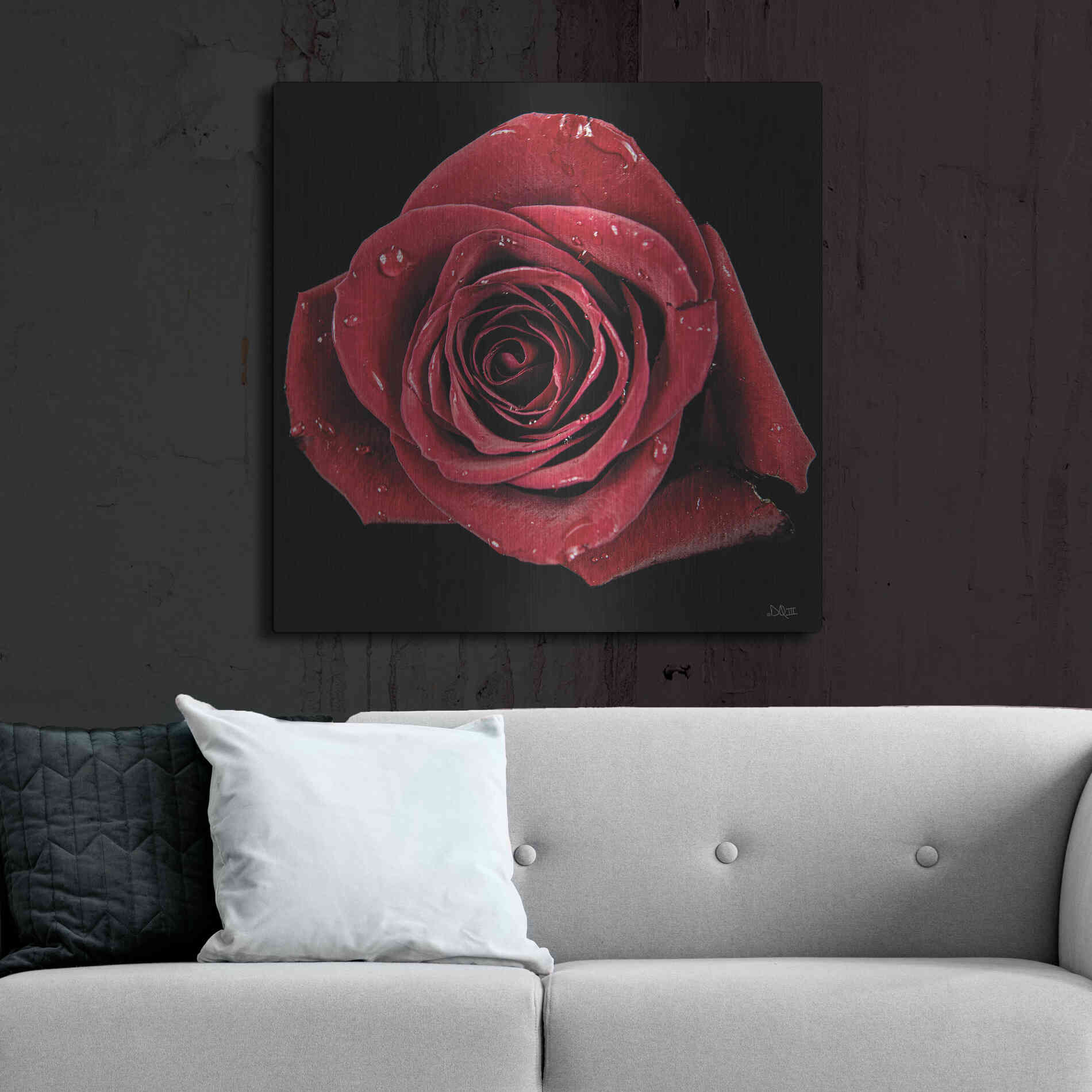 Luxe Metal Art 'Broken Heart Rose' by Donnie Quillen, Metal Wall Art,36x36