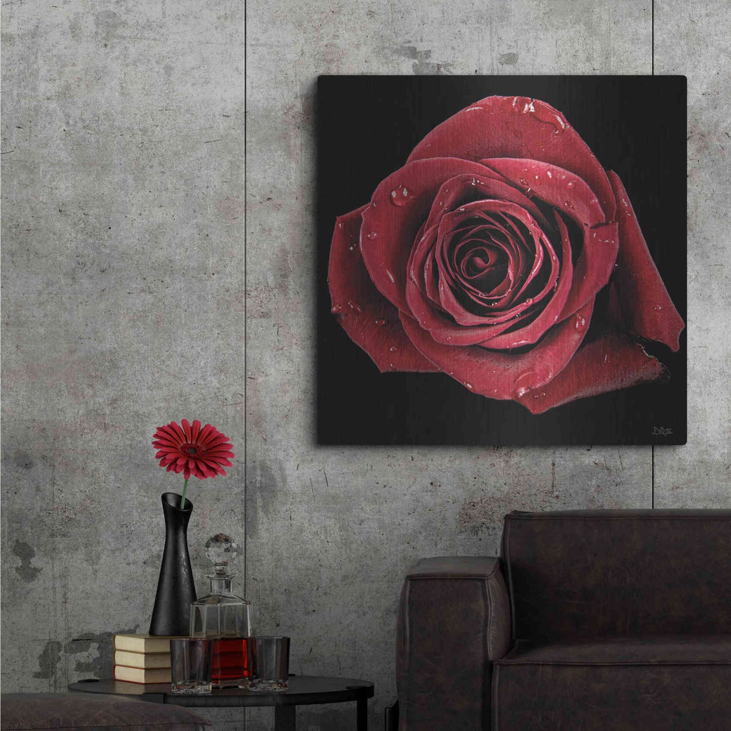 Luxe Metal Art 'Broken Heart Rose' by Donnie Quillen, Metal Wall Art,36x36