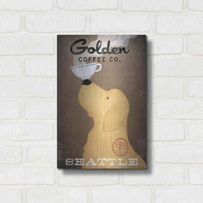 Luxe Metal Art 'Golden Coffee Co' by Ryan Fowler, Metal Wall Art,12x16