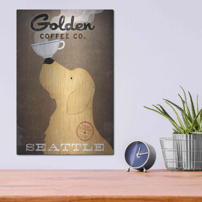 Luxe Metal Art 'Golden Coffee Co' by Ryan Fowler, Metal Wall Art,12x16