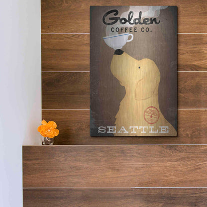 Luxe Metal Art 'Golden Coffee Co' by Ryan Fowler, Metal Wall Art,12x16