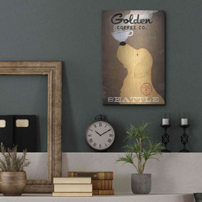 Luxe Metal Art 'Golden Coffee Co' by Ryan Fowler, Metal Wall Art,12x16