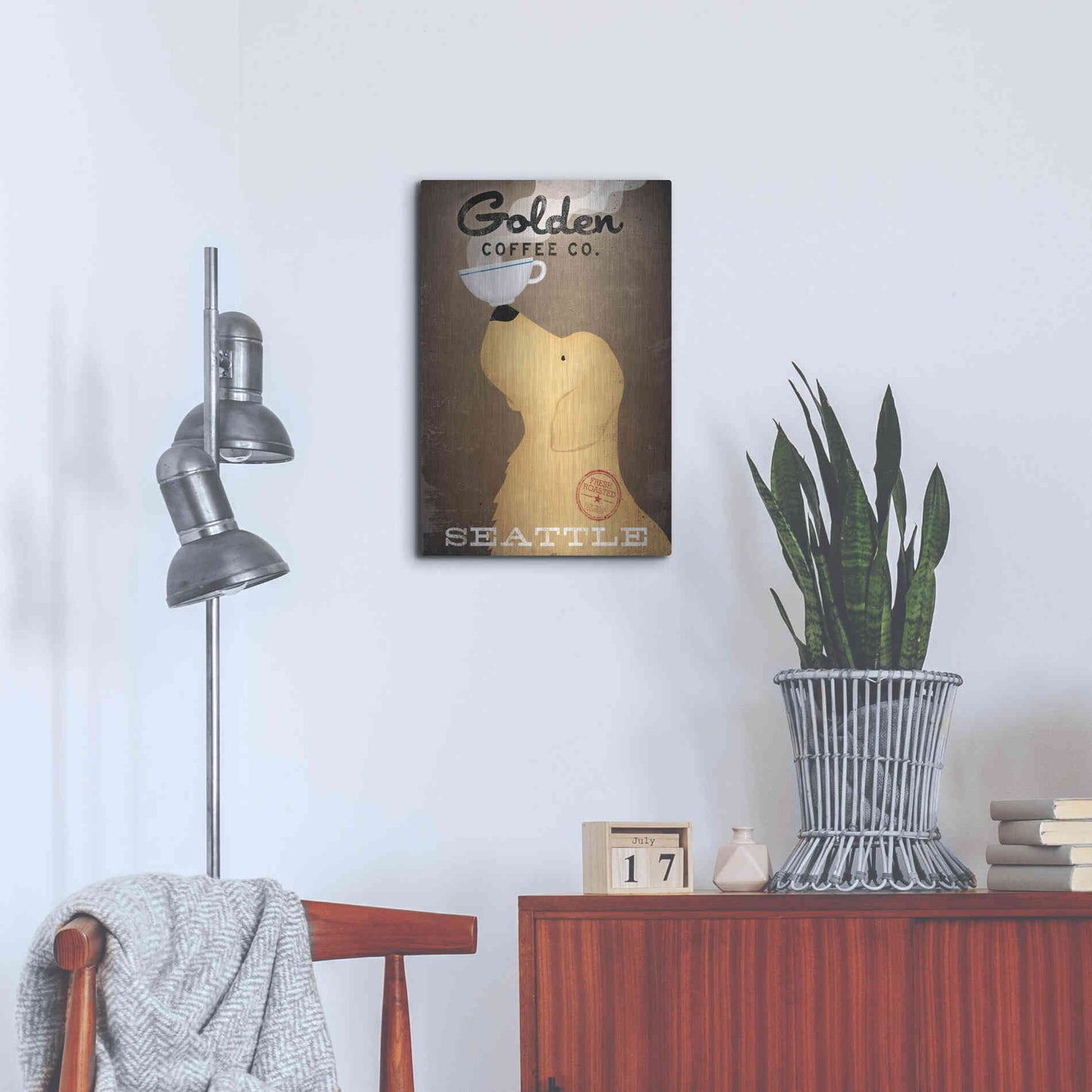 Luxe Metal Art 'Golden Coffee Co' by Ryan Fowler, Metal Wall Art,16x24