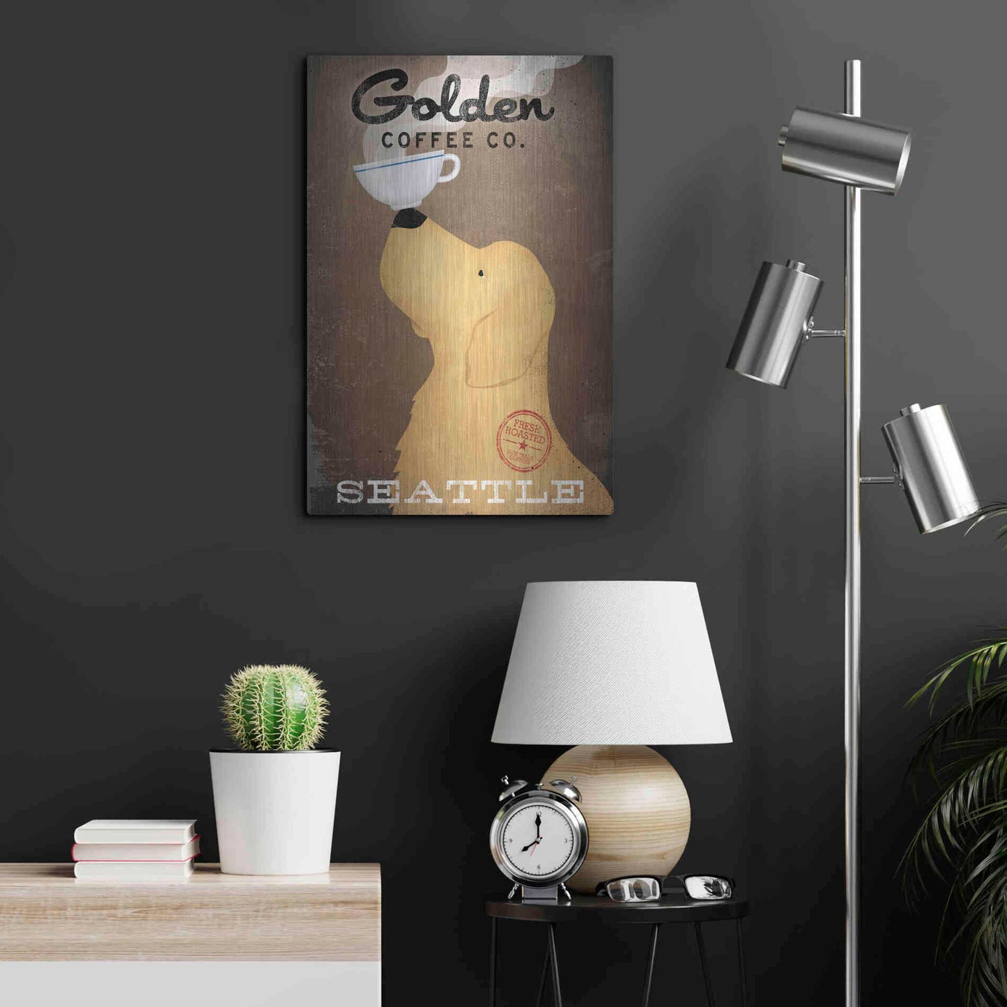 Luxe Metal Art 'Golden Coffee Co' by Ryan Fowler, Metal Wall Art,16x24