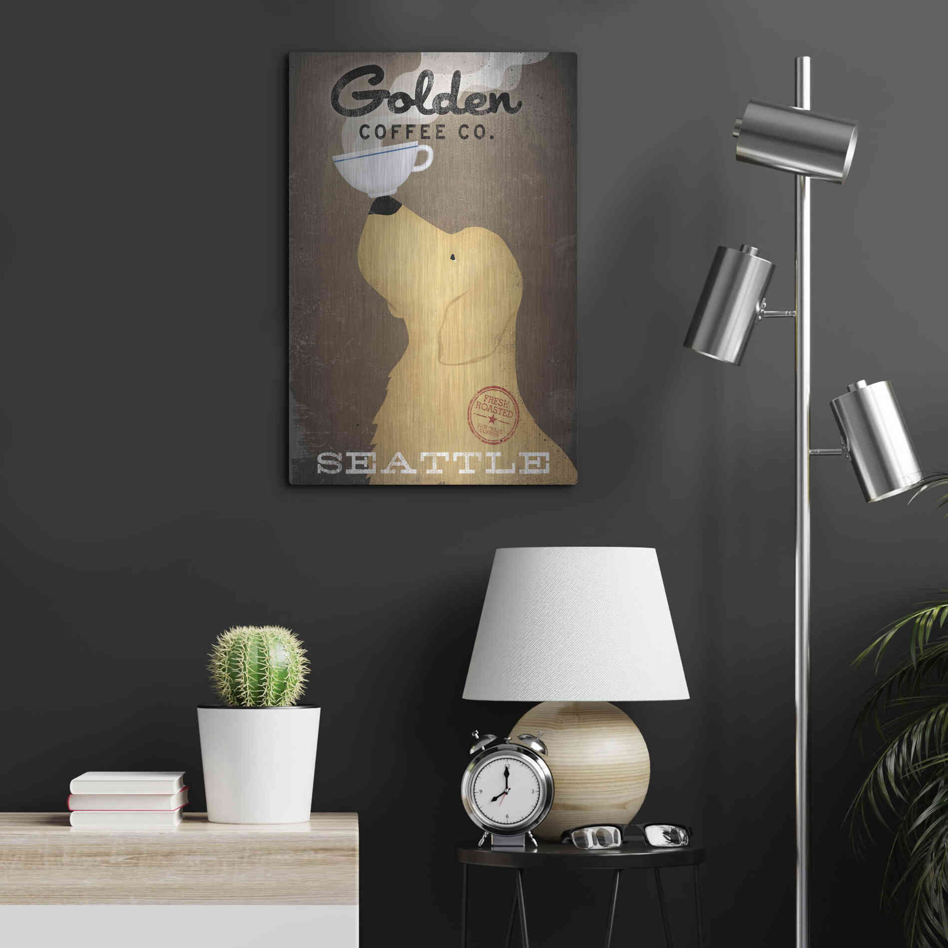 Luxe Metal Art 'Golden Coffee Co' by Ryan Fowler, Metal Wall Art,16x24