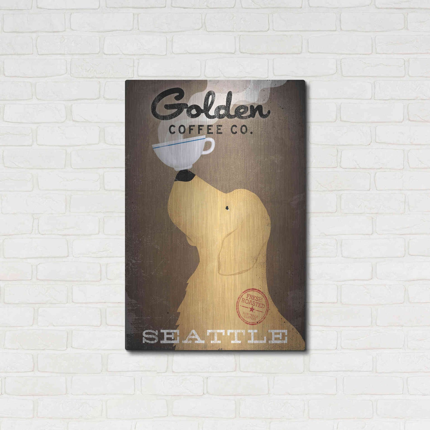 Luxe Metal Art 'Golden Coffee Co' by Ryan Fowler, Metal Wall Art,24x36