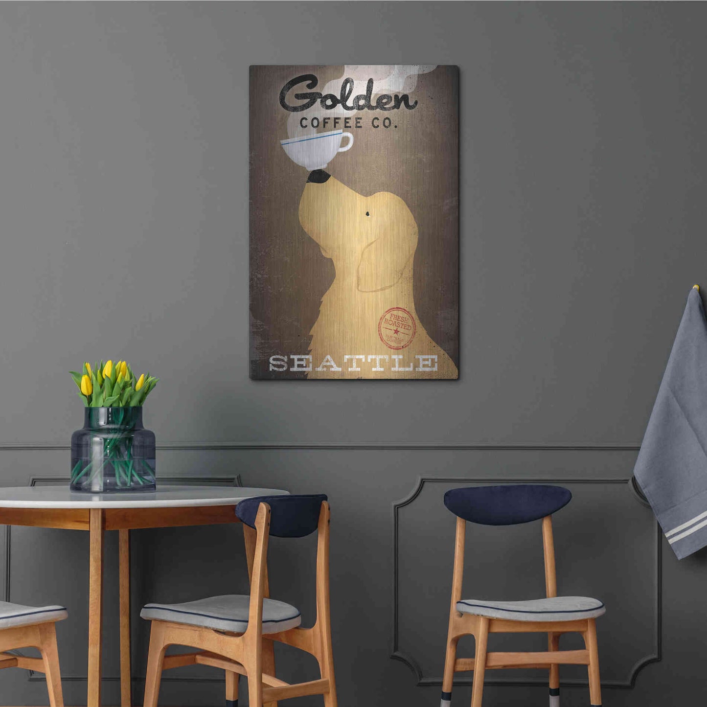 Luxe Metal Art 'Golden Coffee Co' by Ryan Fowler, Metal Wall Art,24x36