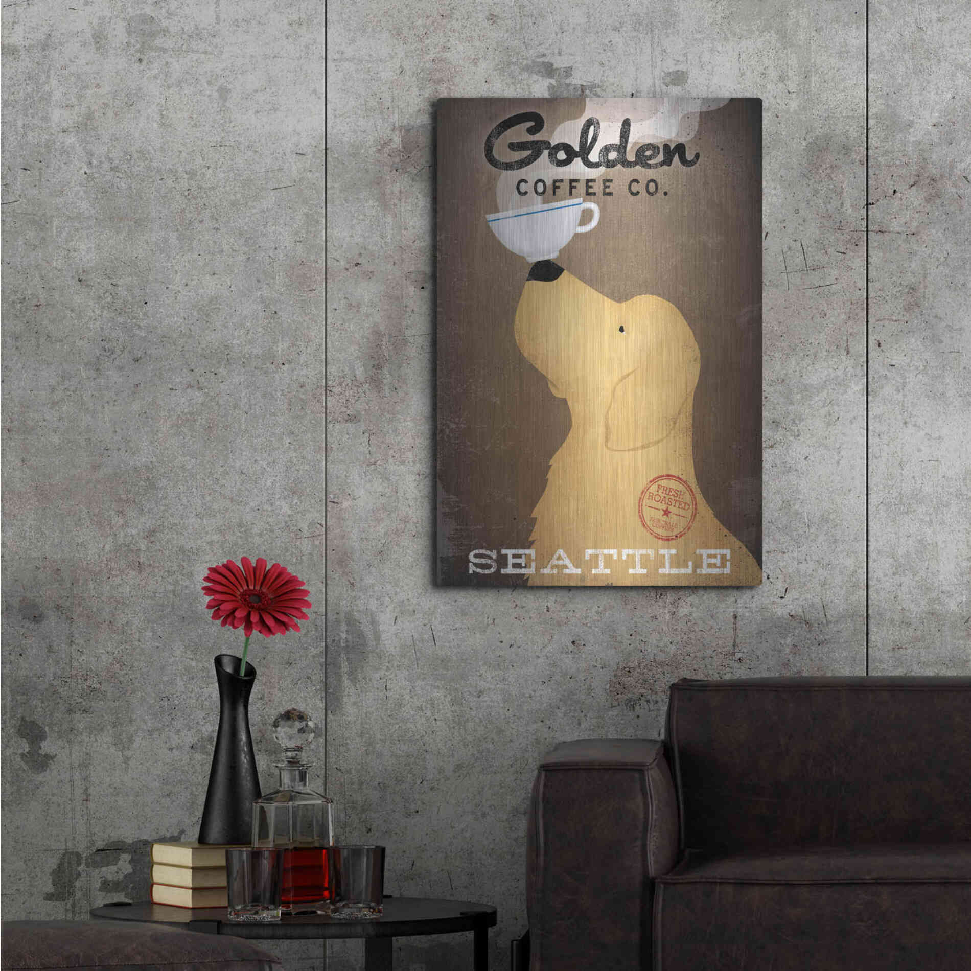 Luxe Metal Art 'Golden Coffee Co' by Ryan Fowler, Metal Wall Art,24x36