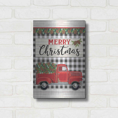 Luxe Metal Art 'Merry Christmas Red Truck' by Deb Strain, Metal Wall Art,12x16