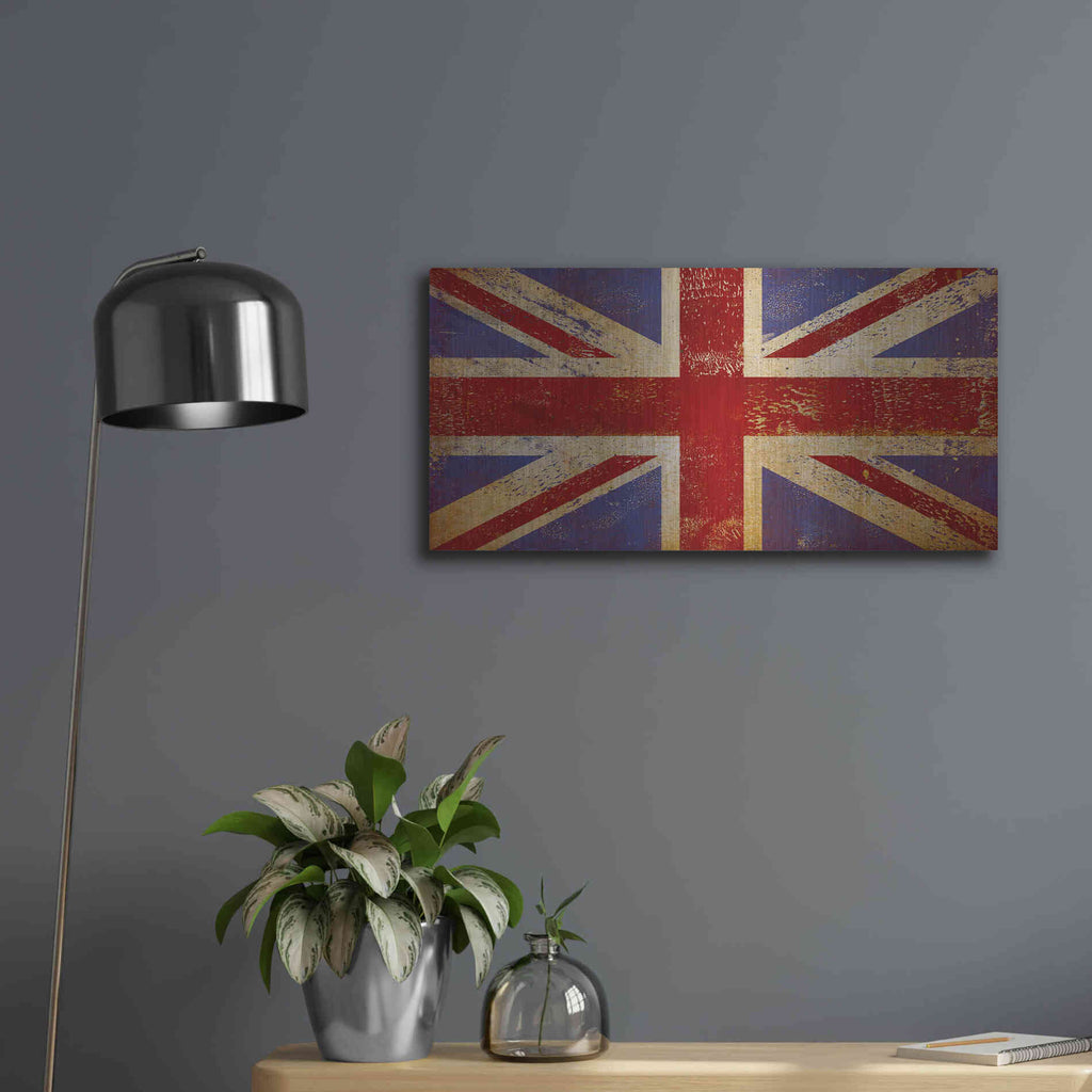 Luxe Metal Art 'Union Jack' by Ryan Fowler, Metal Wall Art,24x12