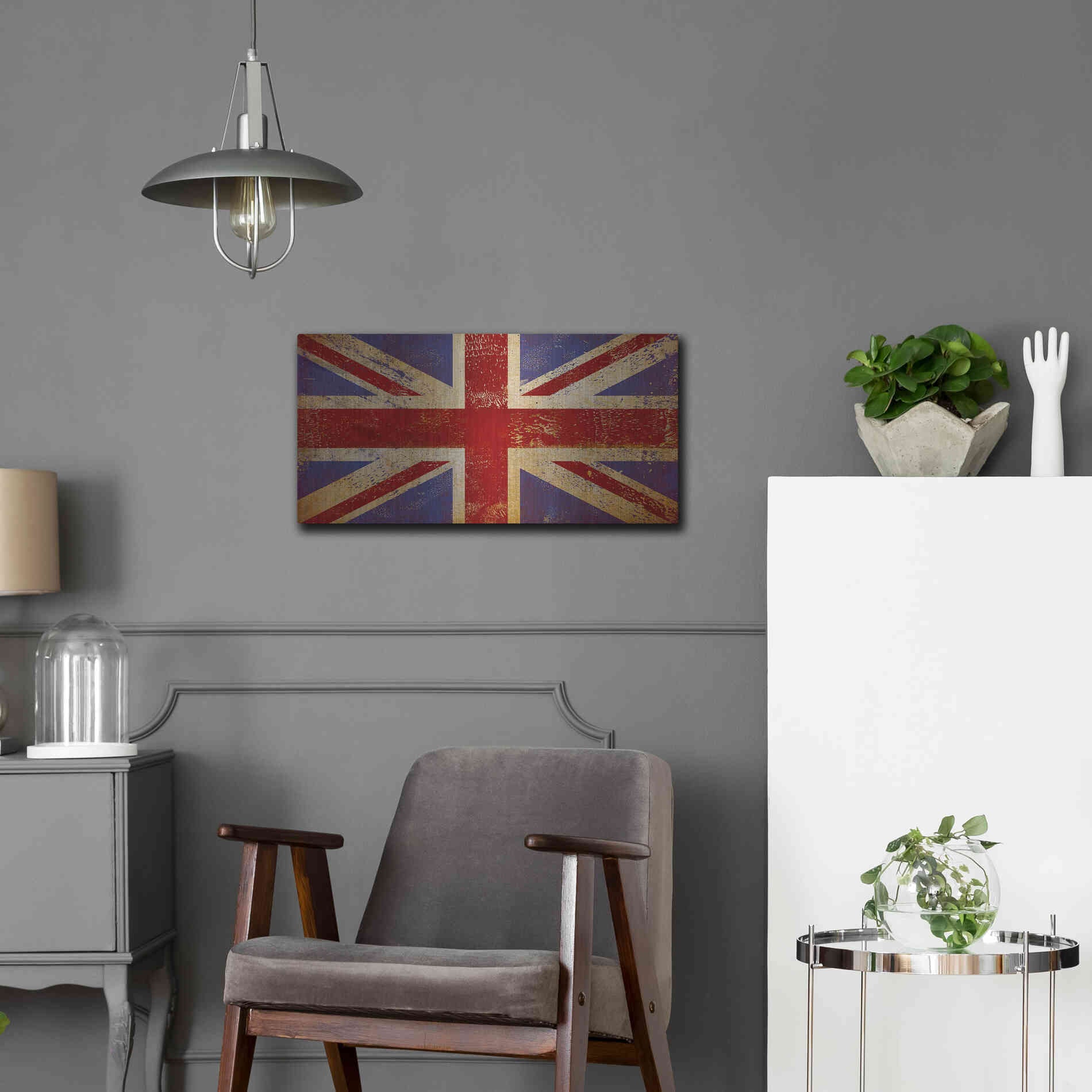Luxe Metal Art 'Union Jack' by Ryan Fowler, Metal Wall Art,24x12