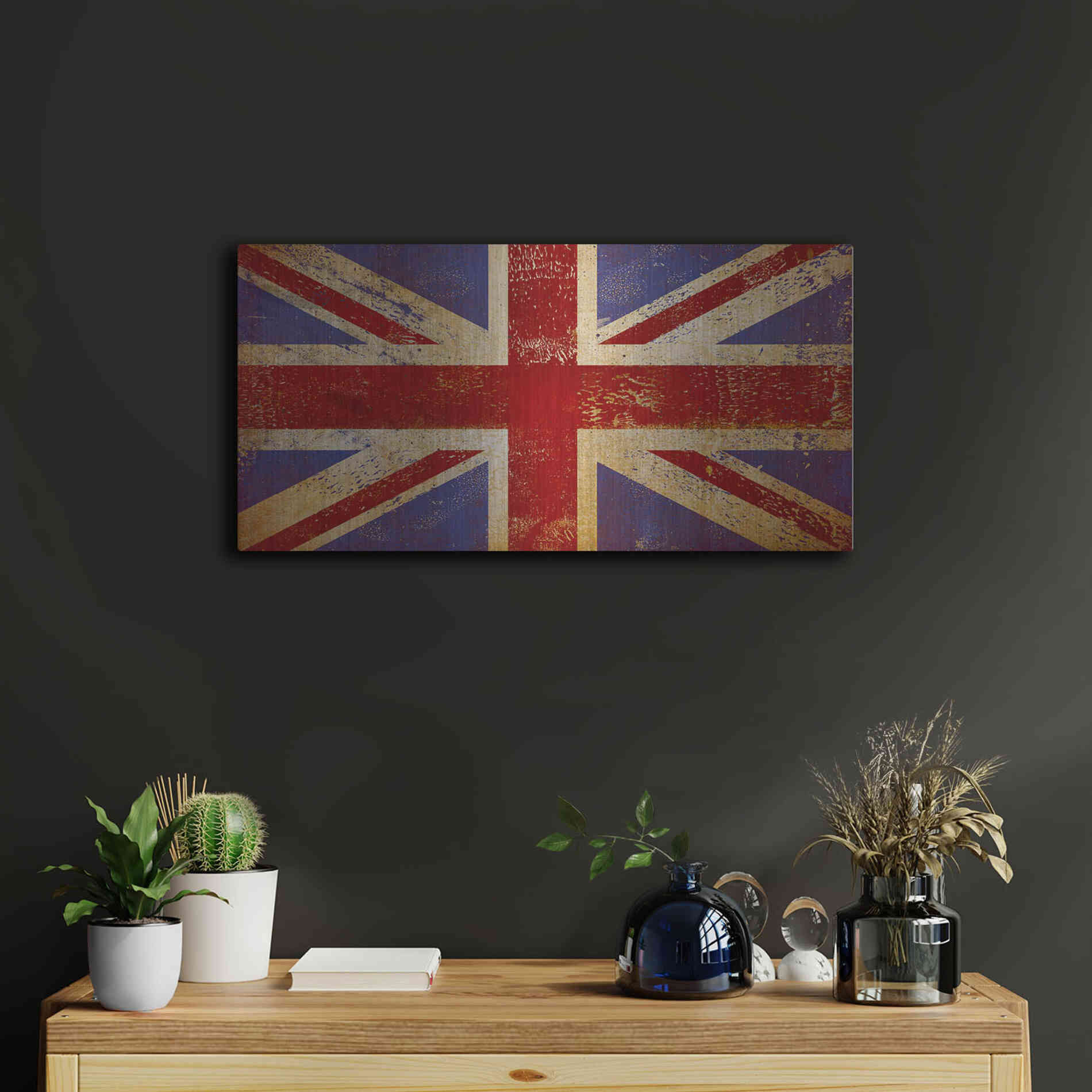 Luxe Metal Art 'Union Jack' by Ryan Fowler, Metal Wall Art,24x12