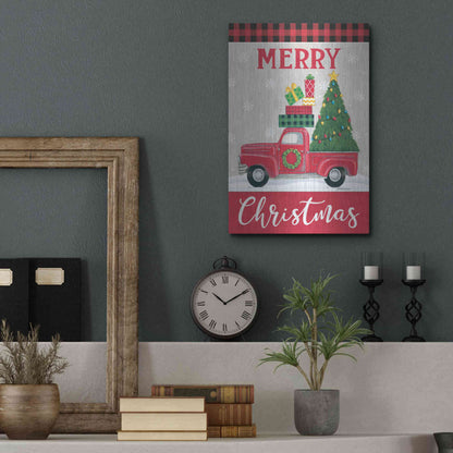 Luxe Metal Art 'Christmas Tree Truck' by Deb Strain, Metal Wall Art,12x16