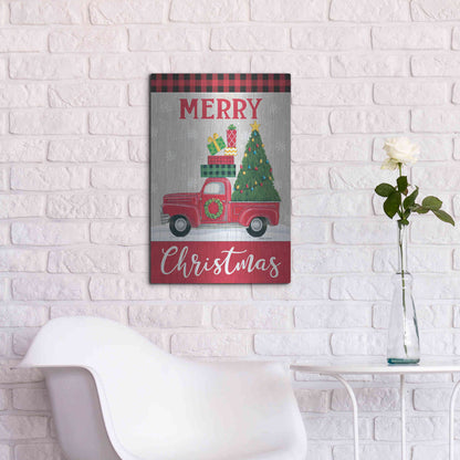 Luxe Metal Art 'Christmas Tree Truck' by Deb Strain, Metal Wall Art,16x24