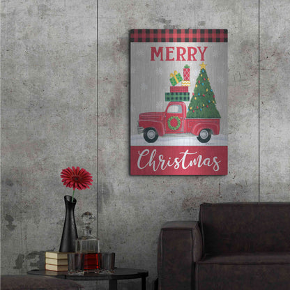 Luxe Metal Art 'Christmas Tree Truck' by Deb Strain, Metal Wall Art,24x36