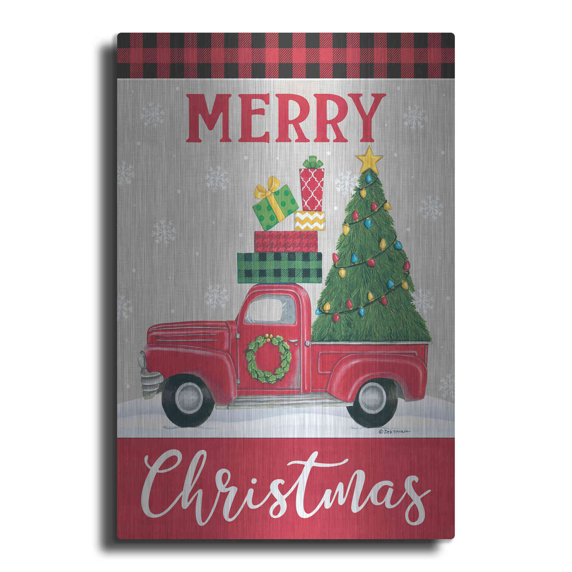 Luxe Metal Art 'Christmas Tree Truck' by Deb Strain, Metal Wall Art