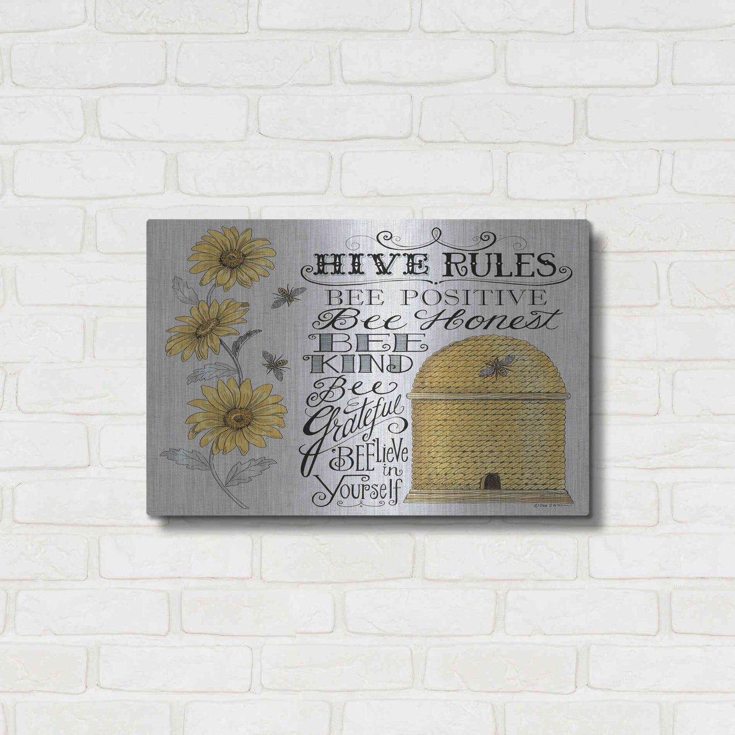 Luxe Metal Art 'Hive Rules 2' by Deb Strain, Metal Wall Art,24x16