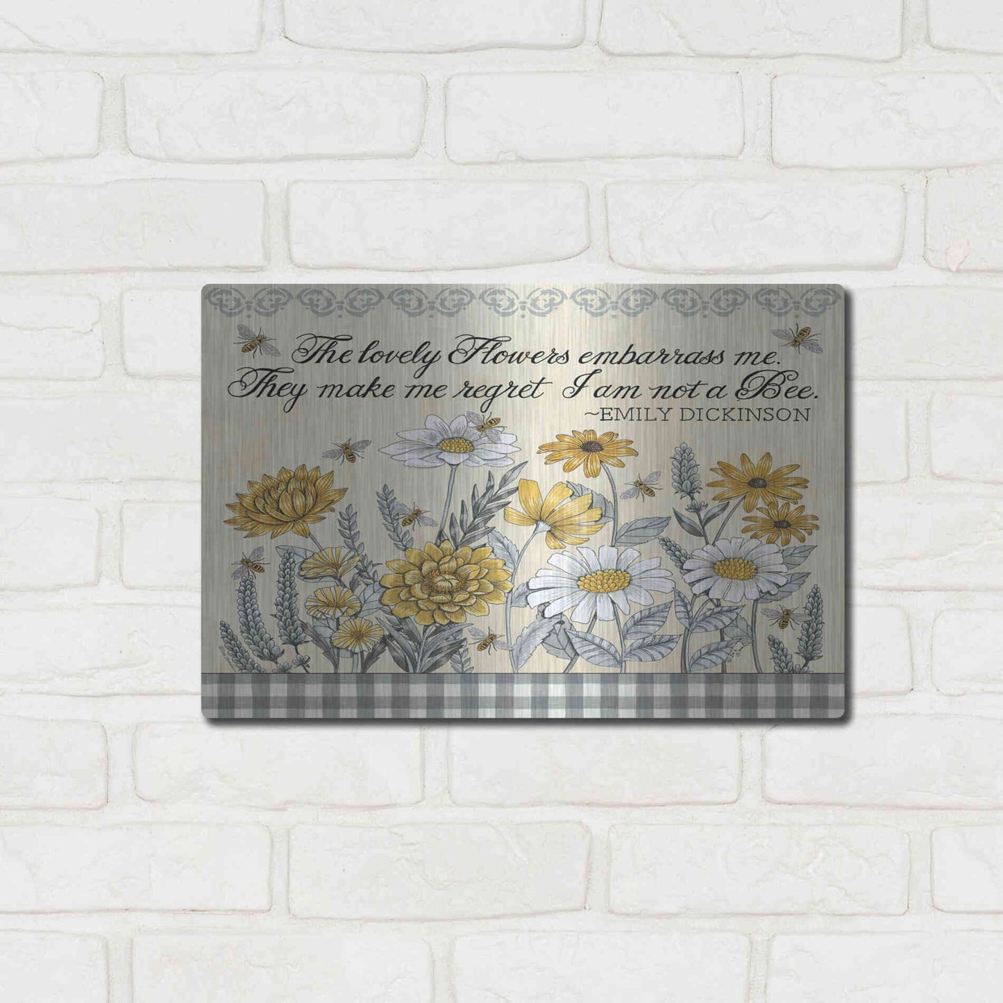 Luxe Metal Art 'Make Me Regret I am Not a Bee' by Deb Strain, Metal Wall Art,16x12