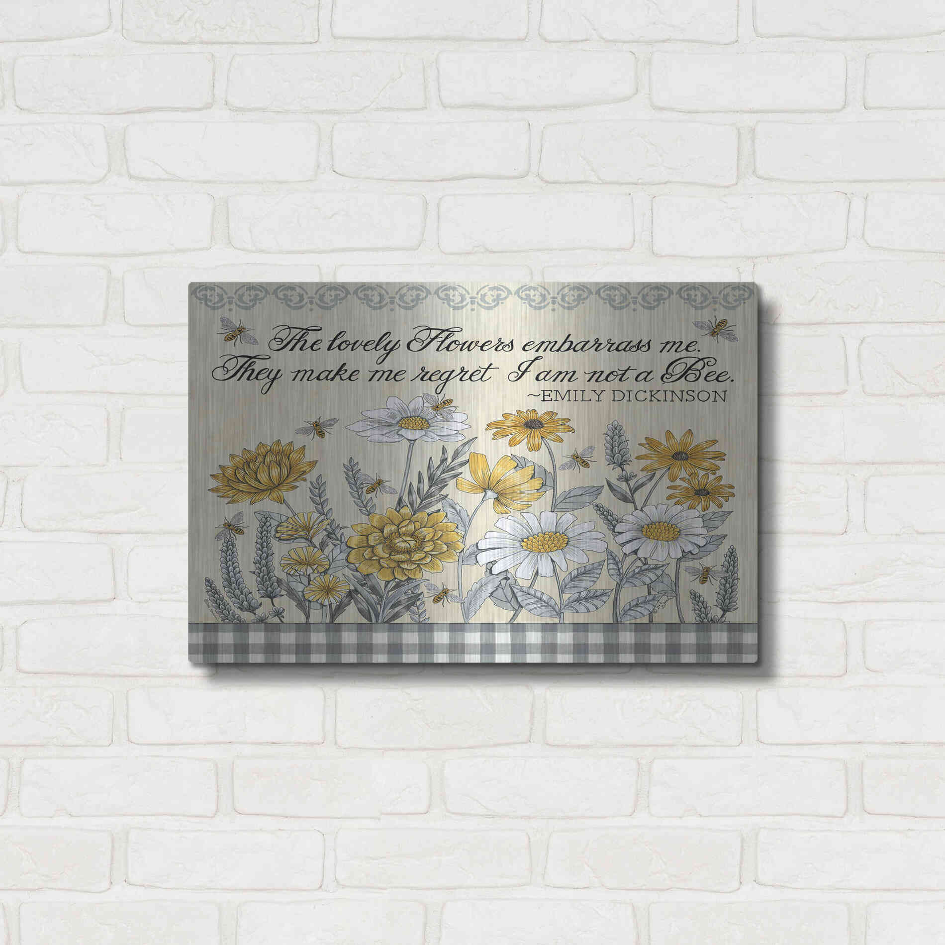 Luxe Metal Art 'Make Me Regret I am Not a Bee' by Deb Strain, Metal Wall Art,24x16