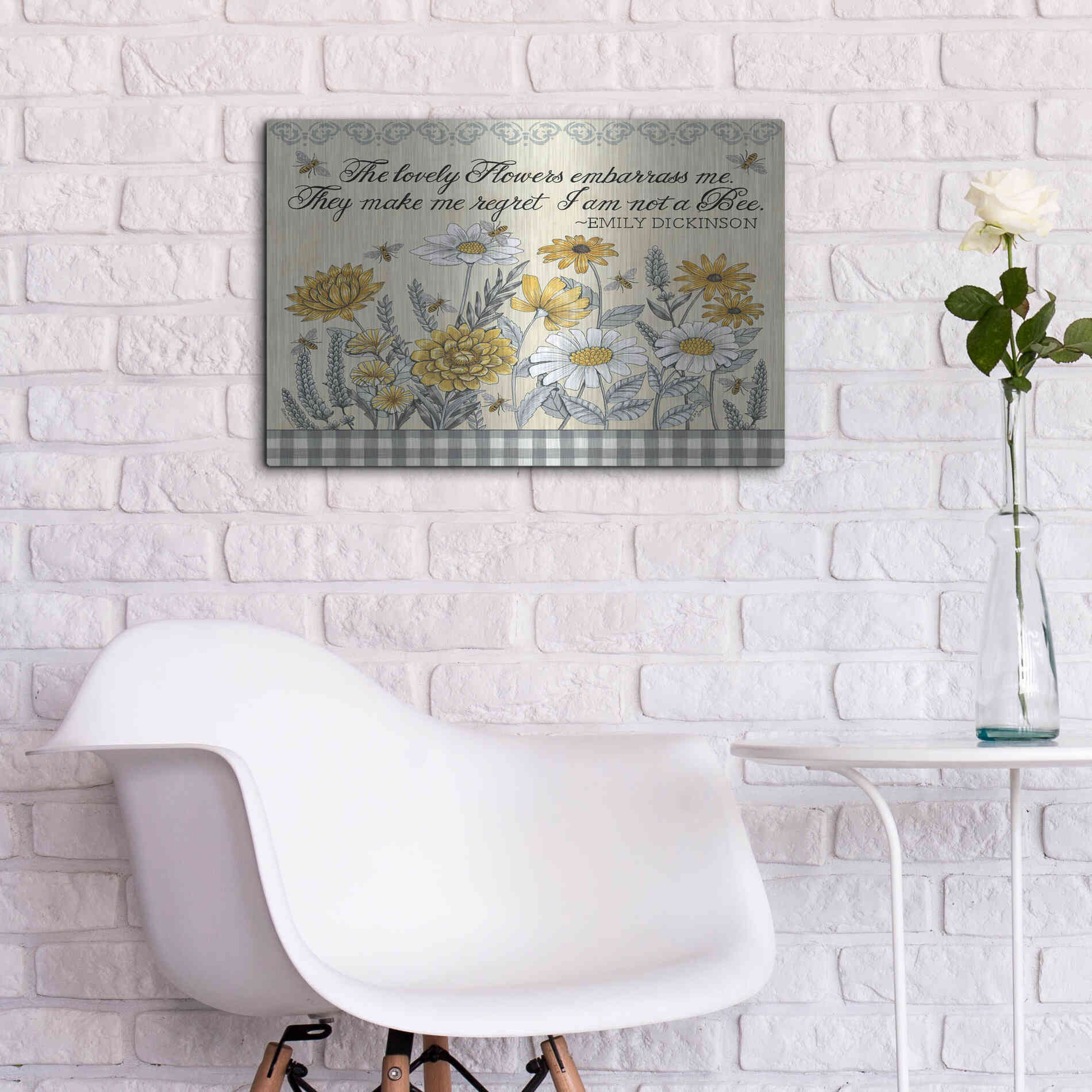 Luxe Metal Art 'Make Me Regret I am Not a Bee' by Deb Strain, Metal Wall Art,24x16