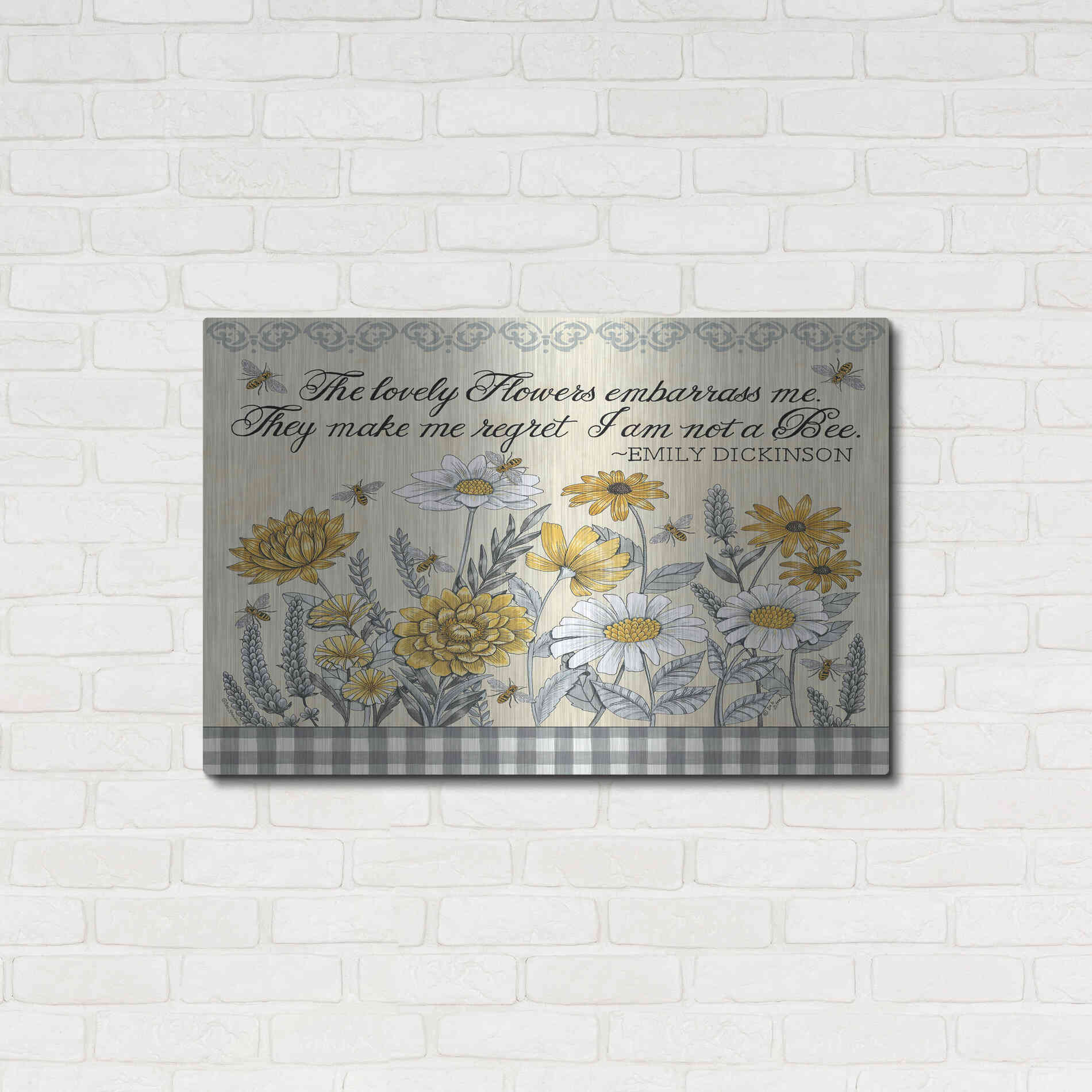 Luxe Metal Art 'Make Me Regret I am Not a Bee' by Deb Strain, Metal Wall Art,36x24