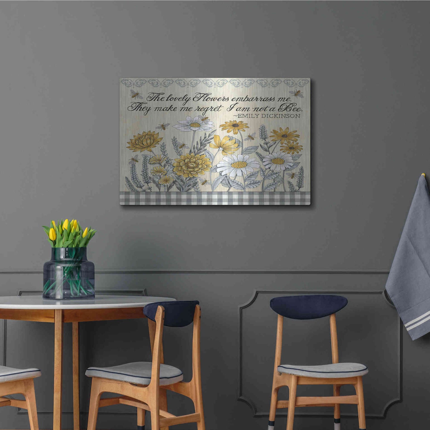 Luxe Metal Art 'Make Me Regret I am Not a Bee' by Deb Strain, Metal Wall Art,36x24