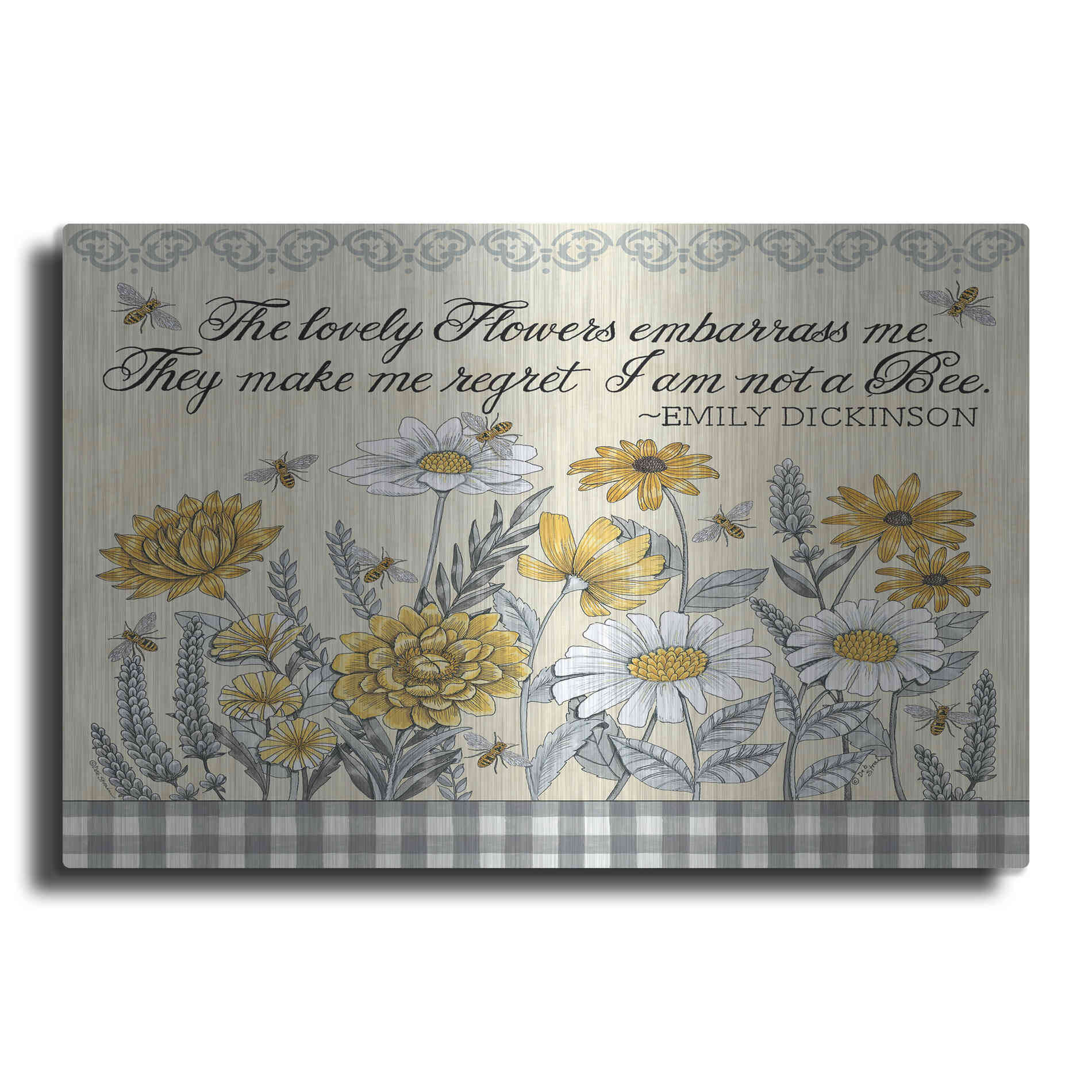 Luxe Metal Art 'Make Me Regret I am Not a Bee' by Deb Strain, Metal Wall Art